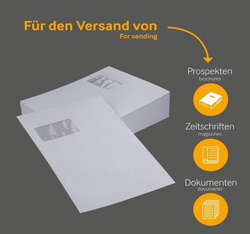 Blanke Briefhüllen Briefumschlag Versandtaschen - Weiß ~229 x 324 mm (DIN C4), 120 g/qm Offset, Mit