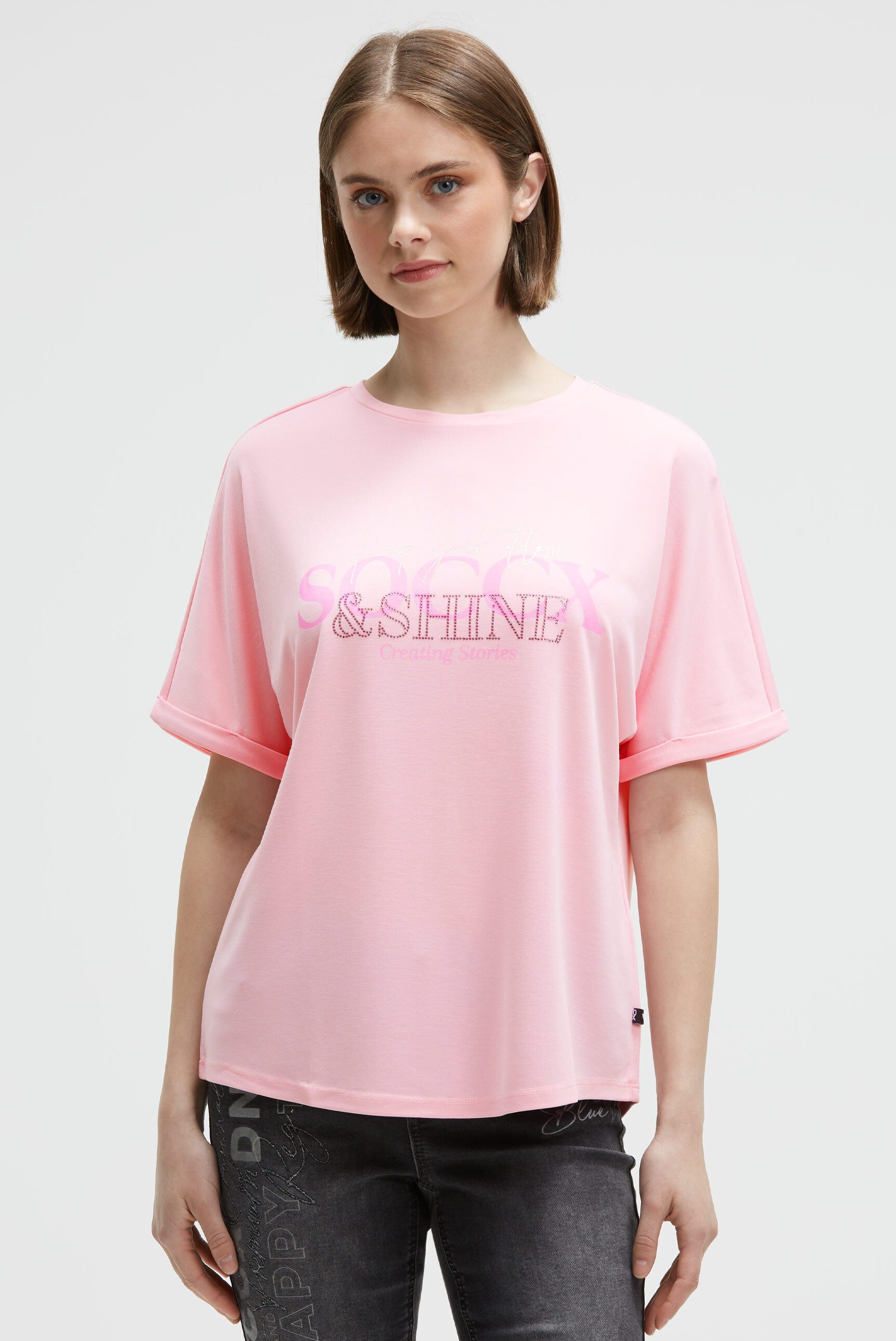 SOCCX Rundhalsshirt mit Fledermausärmel günstig online kaufen