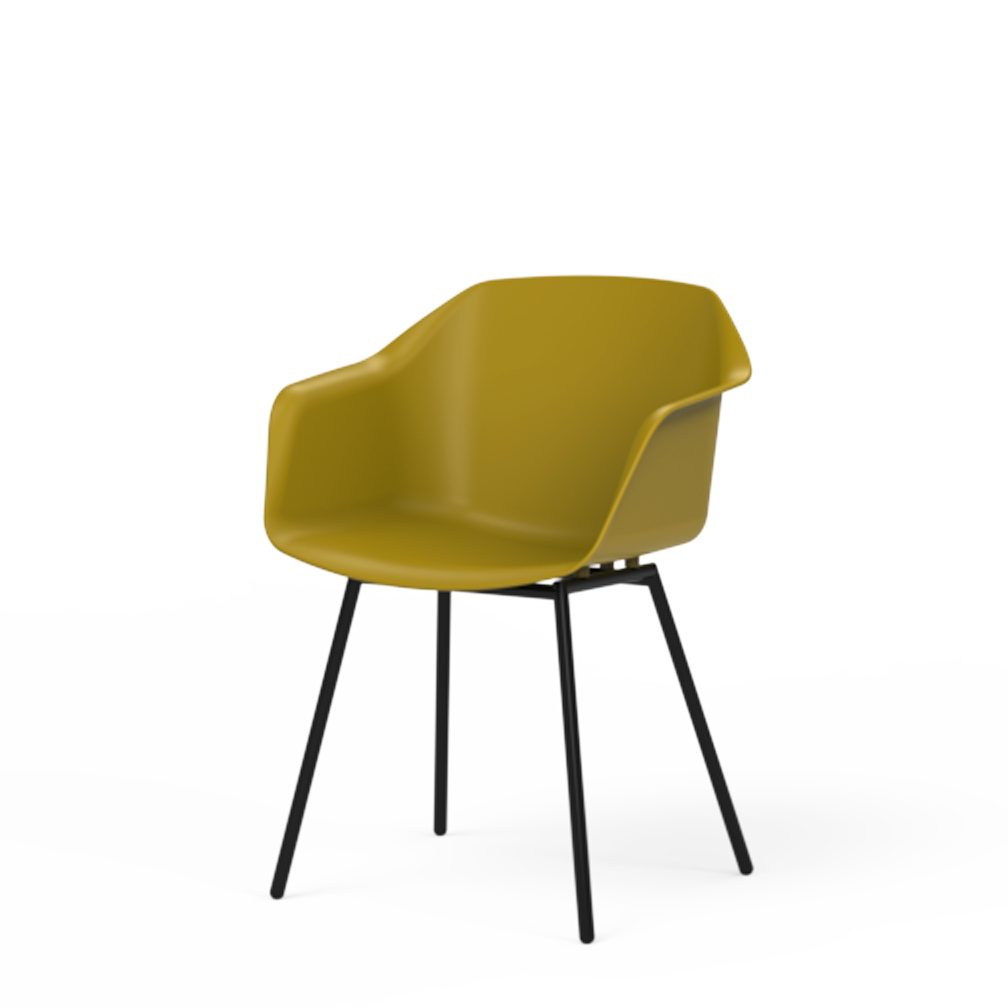FurnitureElements Kunststoffsitzschale, Leaf gelb One, Schalenstuhl Metallgestell, Premium