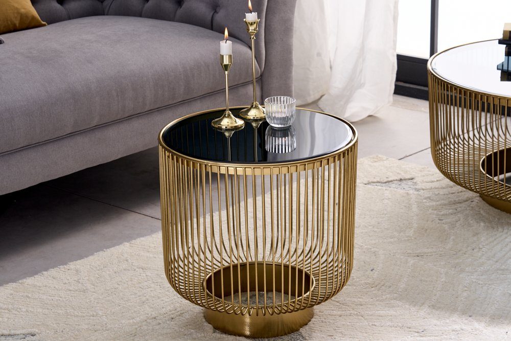 riess-ambiente Beistelltisch VARIATION Ø50cm gold / schwarz (Einzelartikel, 1-St), Wohnzimmer · Glas · Metall · rund · Handmade · Modern Design – Bild 3 von 5