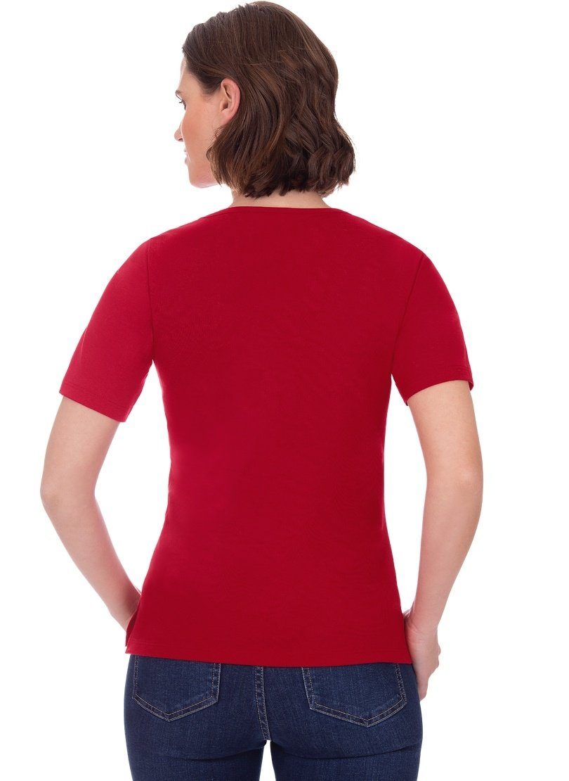 Trigema T-Shirt TRIGEMA T-Shirt DELUXE Baumwolle mit Kristallsteinen (1-tlg)