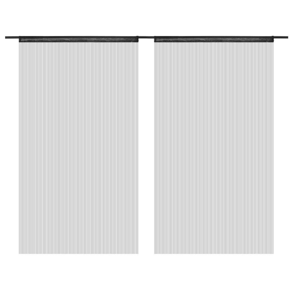 100 Fadenvorhänge Vorhang 2 Stk. cm x Schwarz, 250 furnicato, St) (2