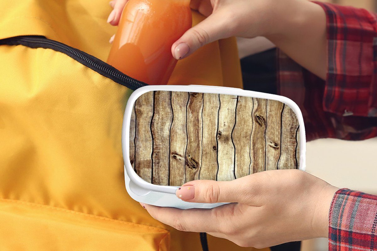 MuchoWow Lunchbox Mädchen Jungs - Kinder Regale für Rustikal, und Kunststoff, (2-tlg), weiß Brotbox für Holz und - Erwachsene, Brotdose