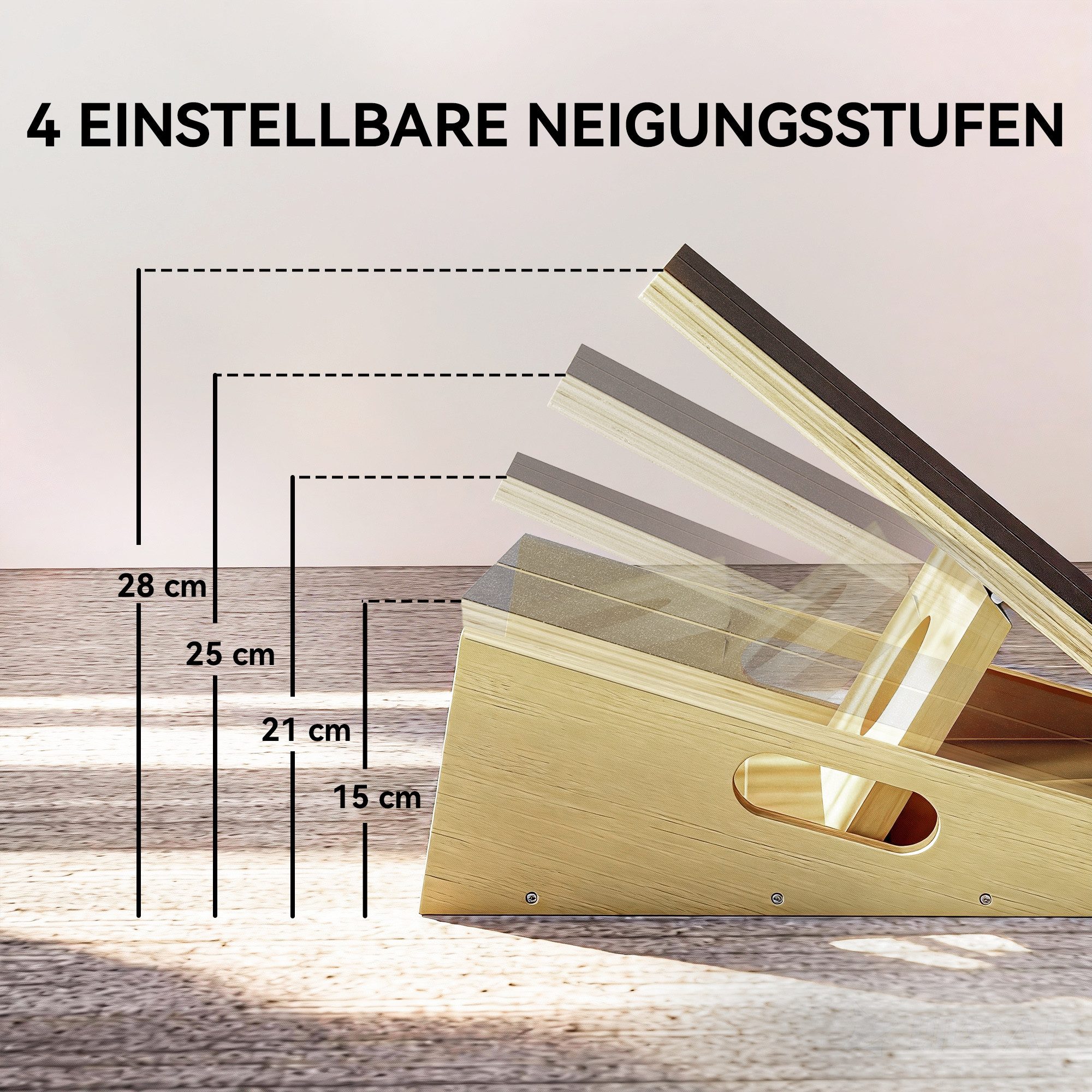 SPORTNOW Balanceboard mit 4 Winkeln, Tragegriff, für Wadenstreckung