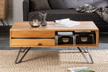 riess-ambiente Couchtisch LIVING EDGE 110cm natur / anthrazit, Wohnzimmer · Massivholz · Baumkante · Industrial · eckig · Eiche