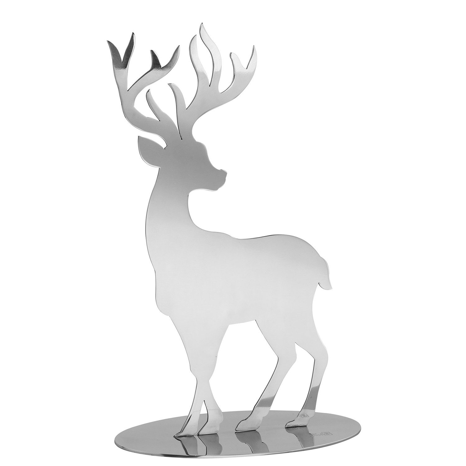 Fink Dekofigur Figur JASPER - silberfarben - Edelstahl - H.20cm x B.5cm x T.12,5cm (1 St), Hirsch Weihnachtsdeko, outdoorgeeignet