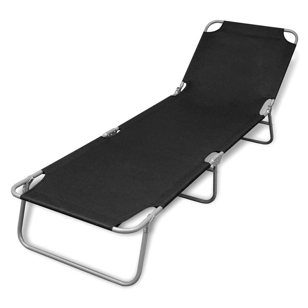 vidaXL Campingliege 120 kg Sonnenliege Klappbar mit Rückenlehne Verstellbar Schwarz