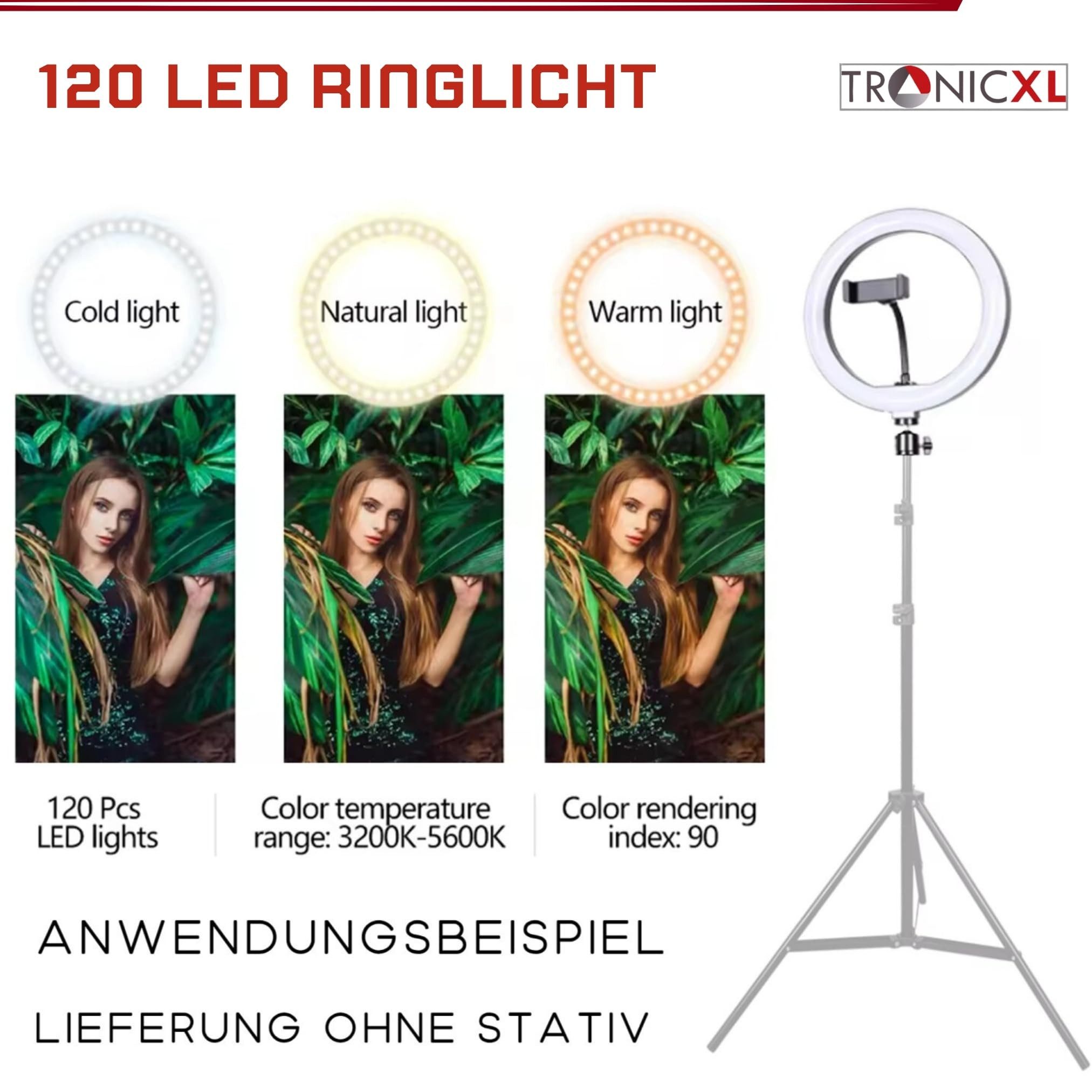TronicXL Ringlicht Großes Ringlight 10 Zoll ohne Stativ Handy Licht Beauty Lampe Foto, mit Kugelkopf für Smartphones iPhones Videos Streaming Schminken – Bild 5 von 5