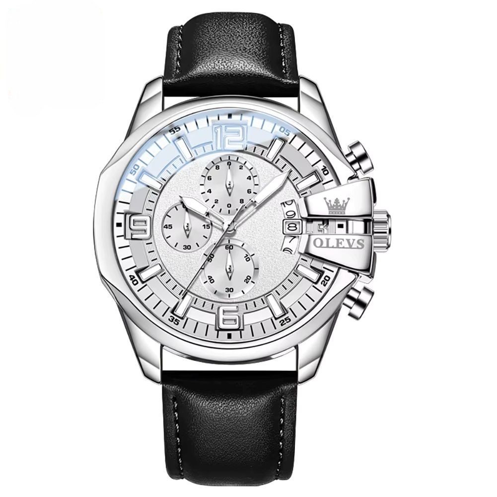 OLEVS Chronograph OLEVS Prestige Chronograph Uhr XXL 50 mm Lederarmband, 4 Farben 2978