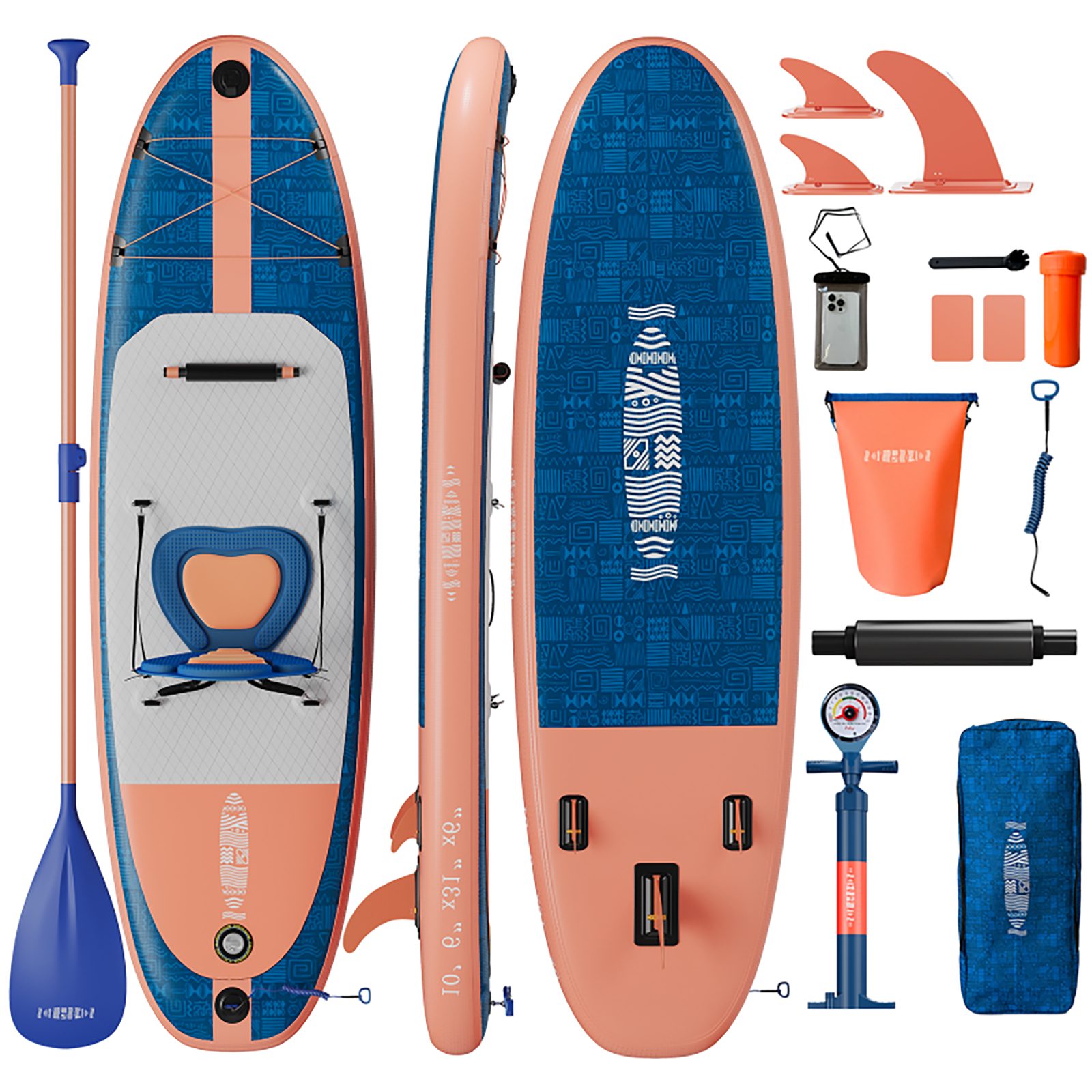 HOMALL Inflatable SUP-Board Aufblasbares Stand Up Paddle Board mit Halter, Sitz und Fußband, 320cm SUP-Board Set mit Action-Cam Halterung, Bis 130kg