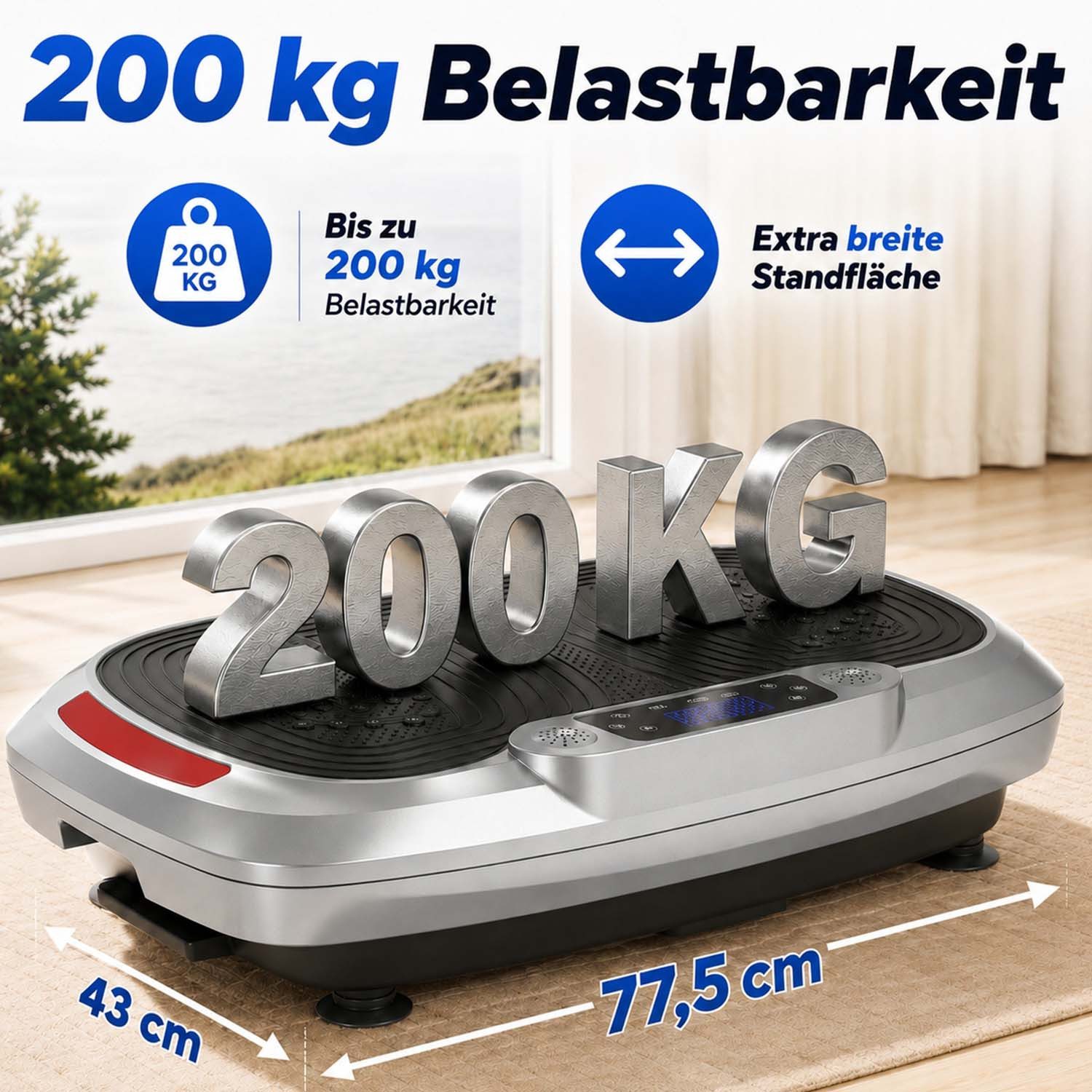 kehot Vibrationsplatte Vibrationsplatte mit 2 Widerstandsbänder, 5 Fitnessbänder, Bluetooth, 300 W, 120 Intensitätsstufen, Rüttelplatte Sport für Zuhause, Ganzkörpertraining für Home Workout