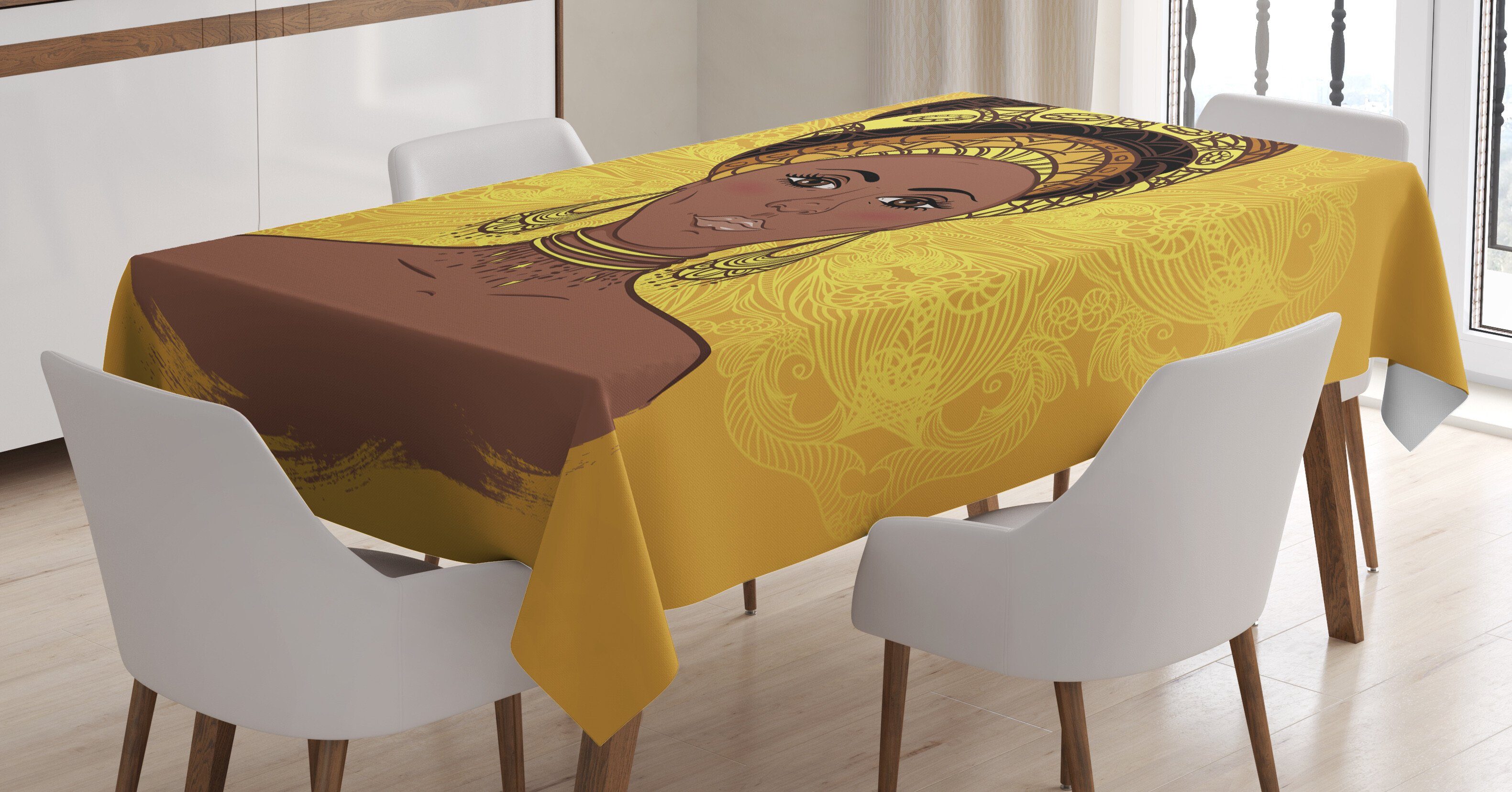 Klare afrikanische Tischdecke Waschbar Bereich den Porträt Farbfest Farben, geeignet Abakuhaus Frau Für Außen