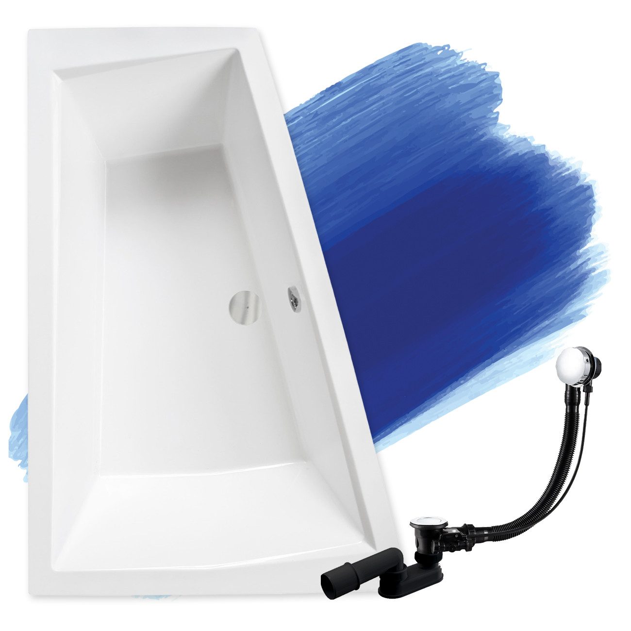 KOLMAN Badewanne Eckbadewanne Intima 180x125, (Links/Rechts), Ablaufgarnitur & Füße GRATIS