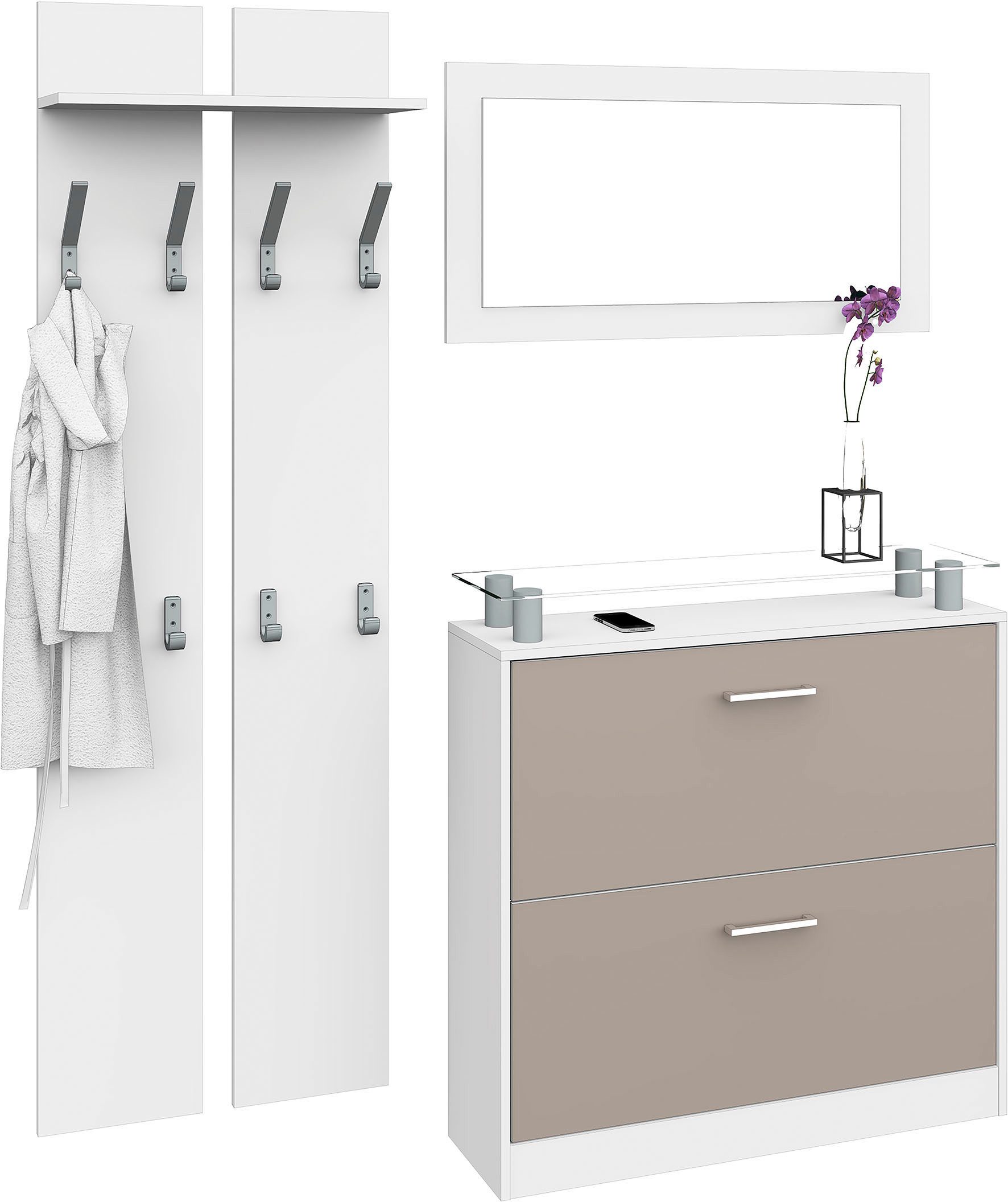 borchardt Möbel Garderoben-Set "Finn", (Set, 3 St.), mit Glasablage günstig online kaufen