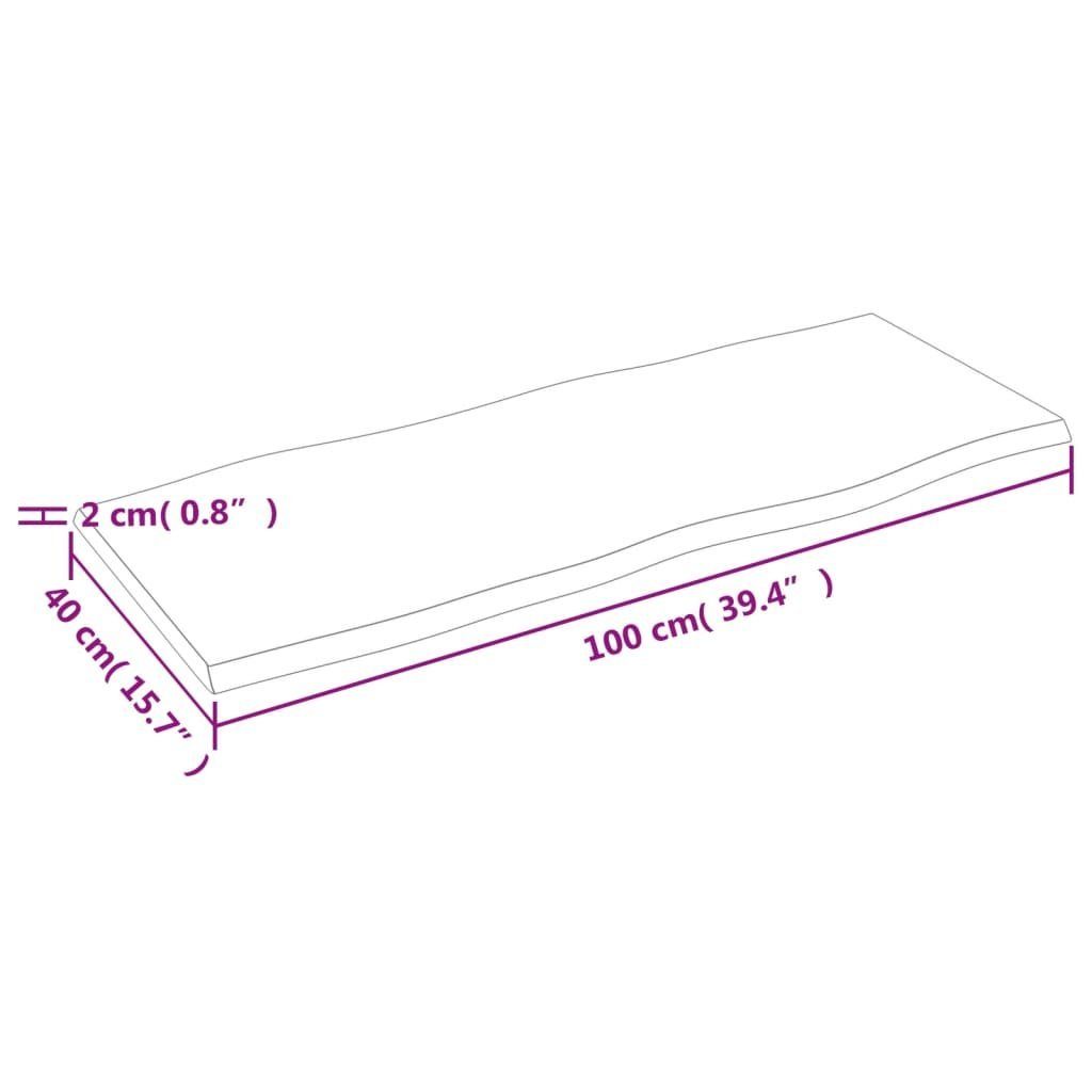 Massivholz St) Tischplatte 100x40x2 cm furnicato Behandelt Eiche (1 Baumkante