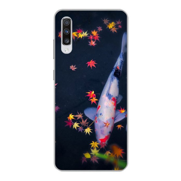 MuchoWow Handyhülle Koi - Fisch - Regenbogen - Blätter Phone Case Handyhülle Samsung Galaxy A70 Silikon Schutzhülle