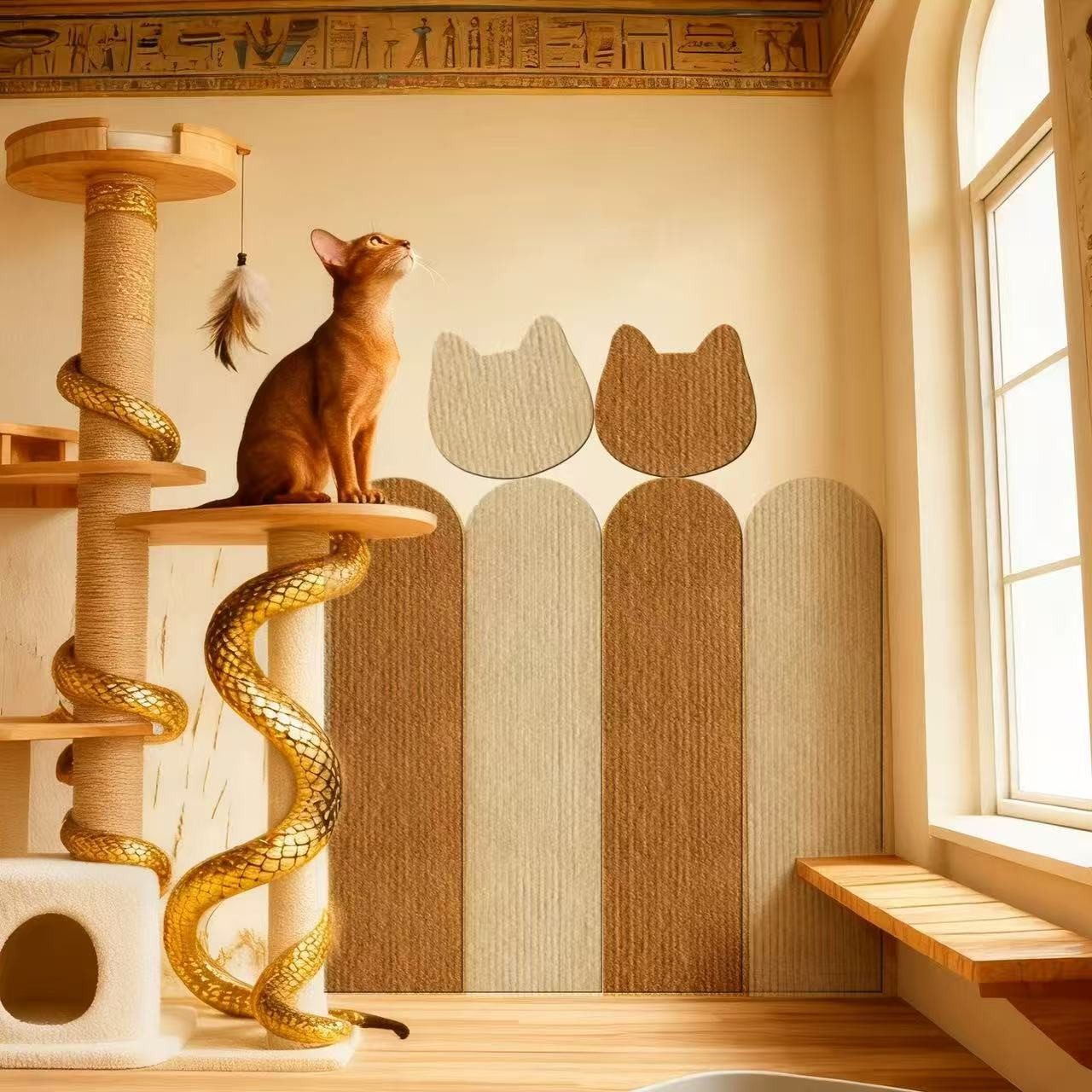 Agger Kratzbrett Wand-Kratzbrett für Katzen, Kratzschutz-Wandpaneel für Katzenpfoten, Kletter-Kratzbrett für Katzen, selbstklebendes dekoratives Wandpaneel