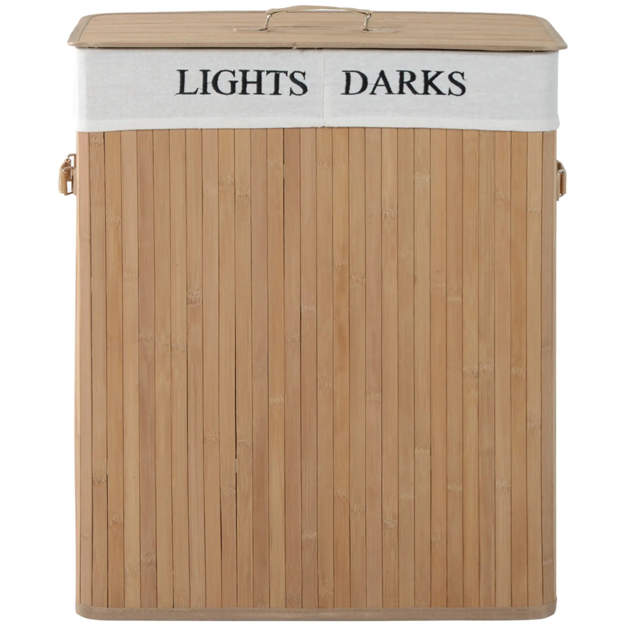 BlingBin Wäschekorb Faltbarer Bambus Wäschekorb mit Deckel, Stoffeinsatz & Tragegriffen (1er-Set, 1 St., 52cm x 32cm x 63cm, 2.2kg), Mit Deckel gegen Staub und Gerüche, Stabile Bambus-Konstruktion