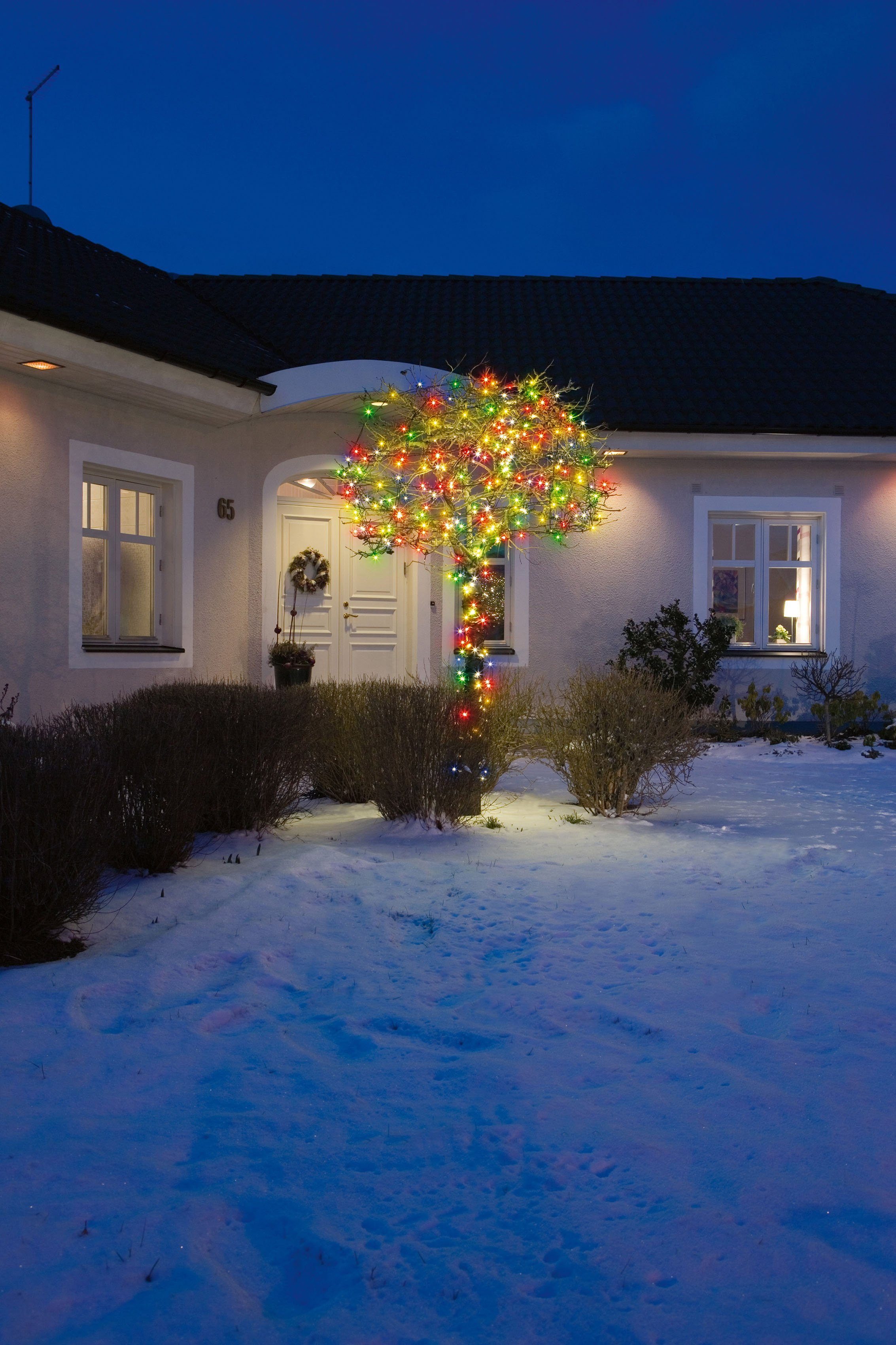 KONSTSMIDE LED-Lichterkette Weihnachtsdeko aussen, 80-flammig, Micro LED Lichterkette, mit 8 Funktionen, 80 bunte Dioden