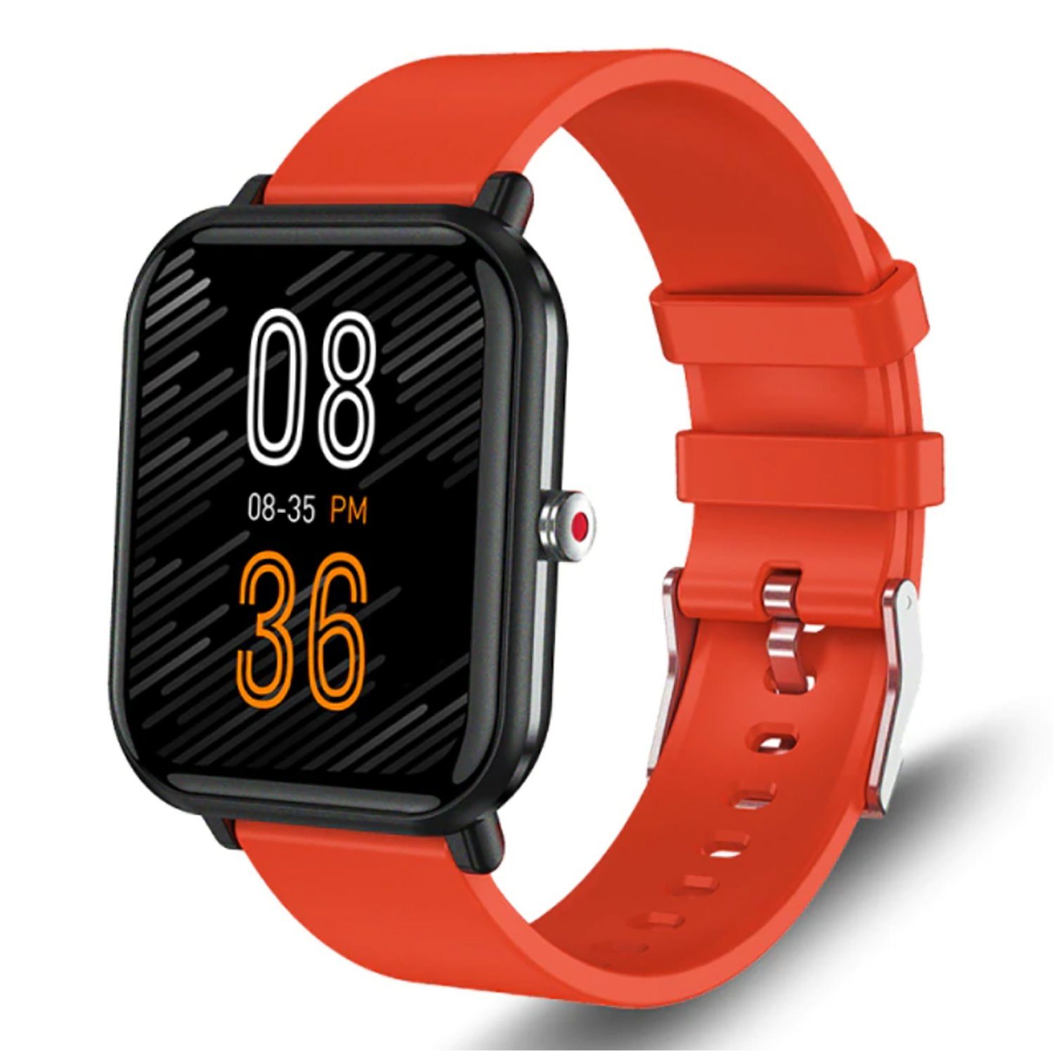 TPFNet SW15 mit Silikon Armband - individuelles Display Smartwatch (Android), EKG Armbanduhr mit Körpertemperatur Erkennung, Musiksteuerung, Schrittzähler, Kalorien, Social Media etc., Orange