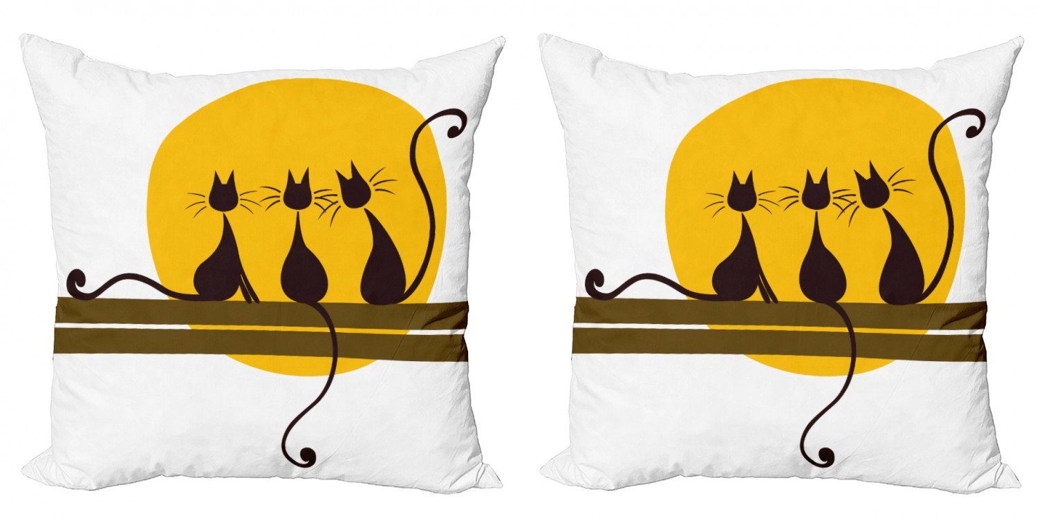 Kissenbezüge Modern Accent Doppelseitiger Digitaldruck, Abakuhaus (2 Stück), Kätzchen 3 schwarze Katzen Feline