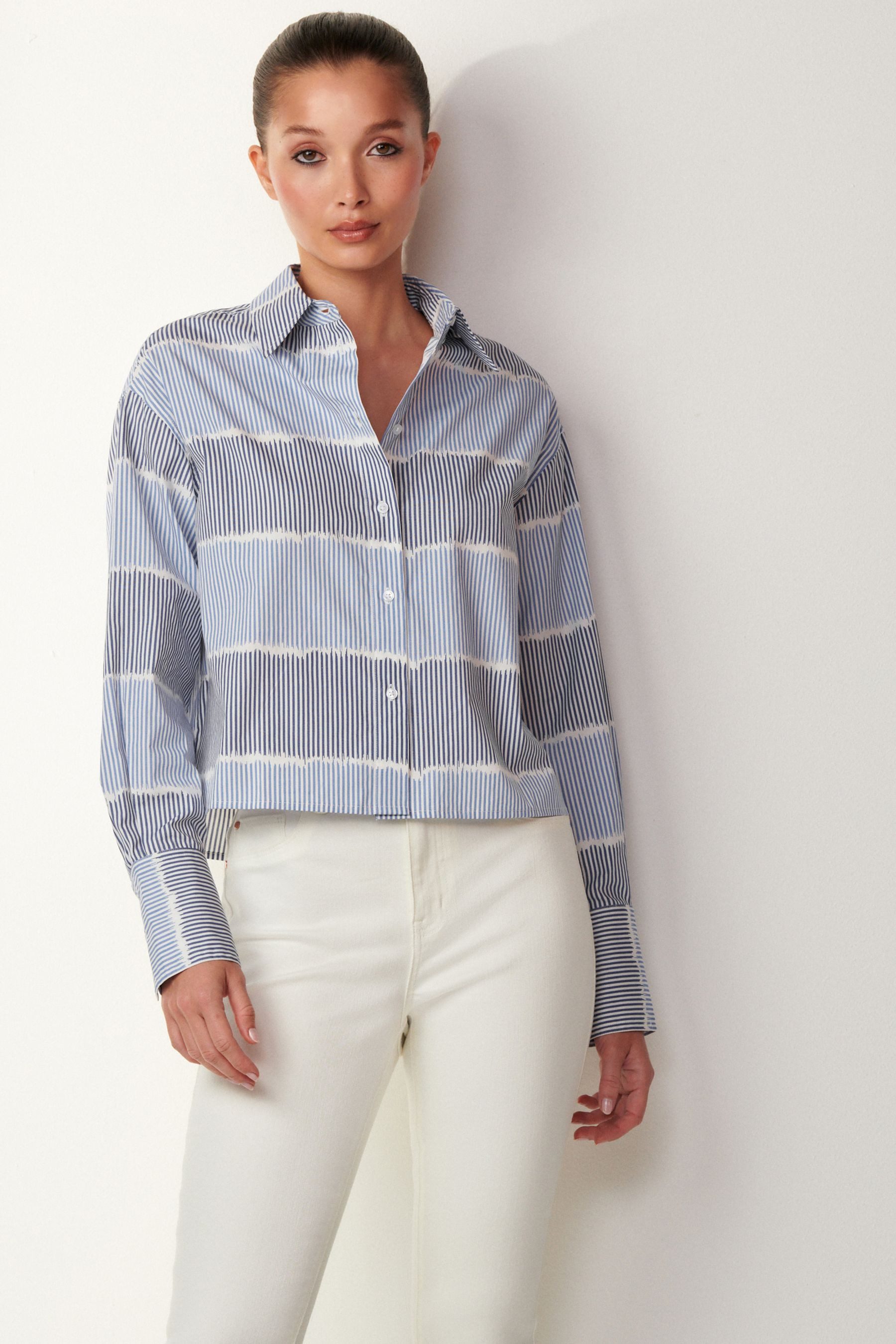 Langarmbluse Langärmeliges Baumwoll-T-Shirt Cropped