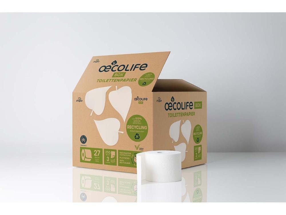 oecolife Toilettenpapier oecolife Toilettenpapier in der Box 'Recyling', 3- (27-St)