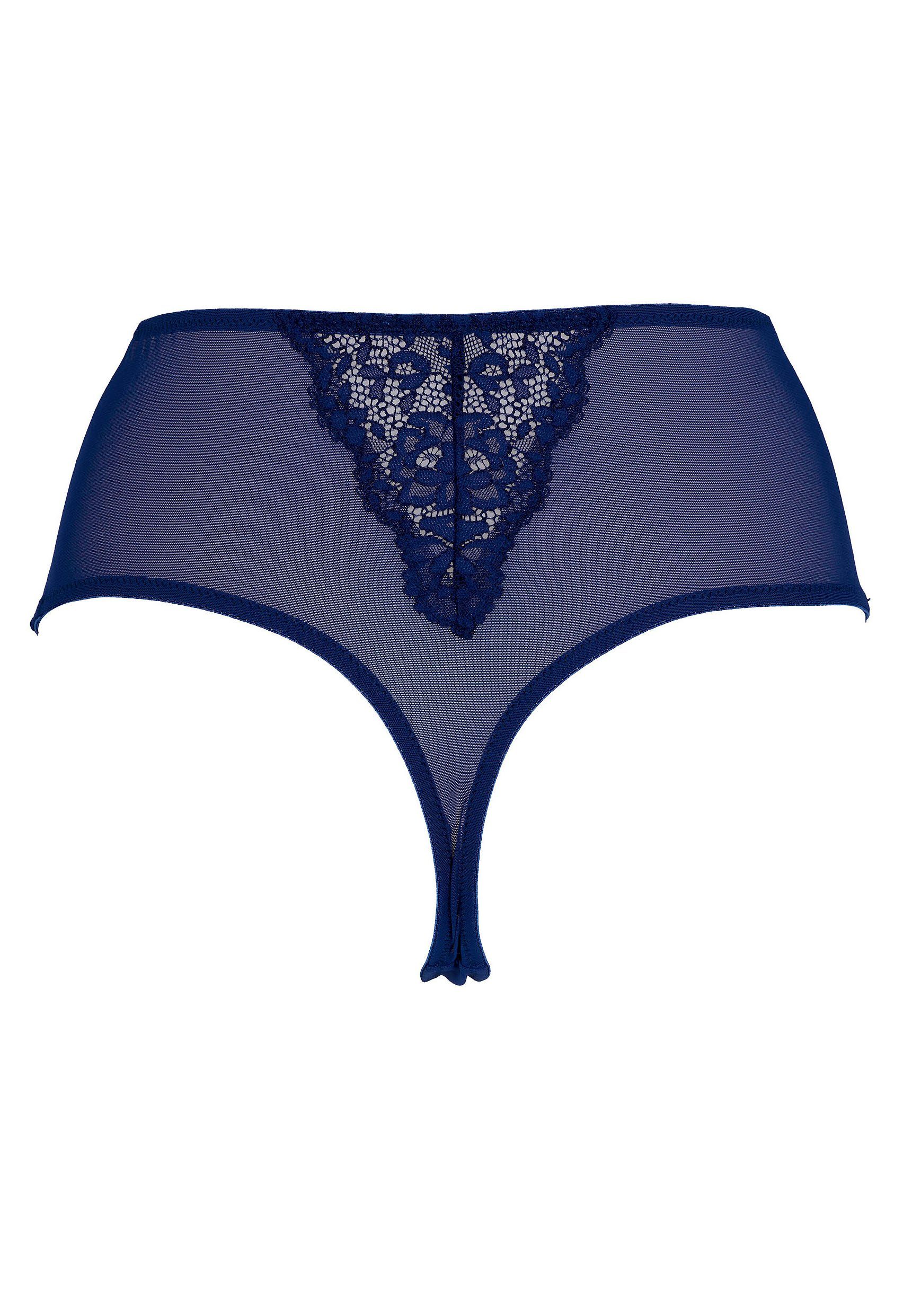 up Material Eden After blue D-cup recyceltem dark High-Waist-String Bo Teilweise & aus