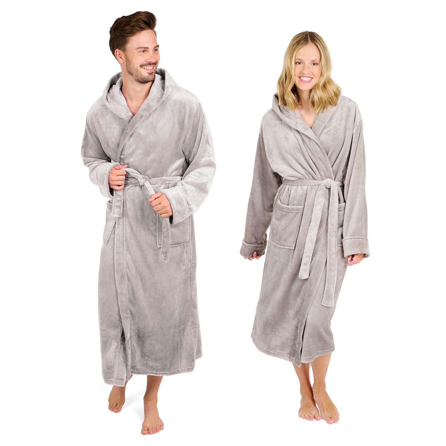 Blumtal Bademantel Bademantel Damen und Herren - Kuscheliger Fleece Morgenmantel, mit Kapuze & Taschen, OEKO-TEX Zertifiziert