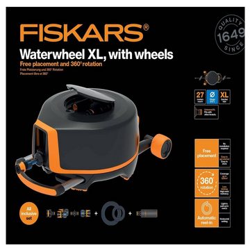 Fiskars Schlauchwagen Waterwheel XL mit Rädern All-Inclusive-Bewässerungs-Set, 27 m Gesamtre, (Komplett-Set)
