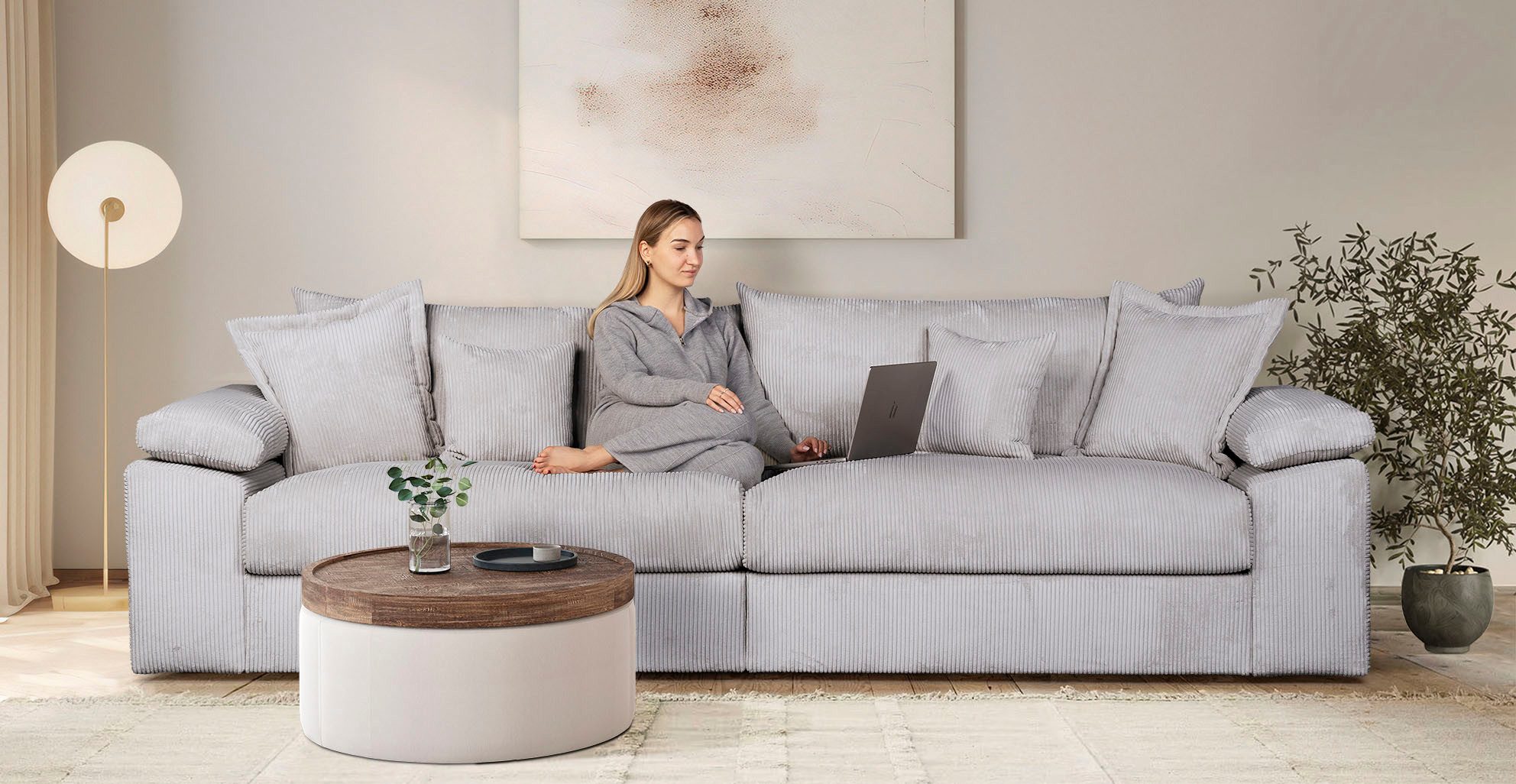 Home affaire Big-Sofa Soft&Cosy XXL - Breite 303 cm, Mega-Sofa, in Cord, Federkern-Polsterung