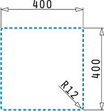 Pyramis Edelstahlspüle, rechteckig, 44/44 cm