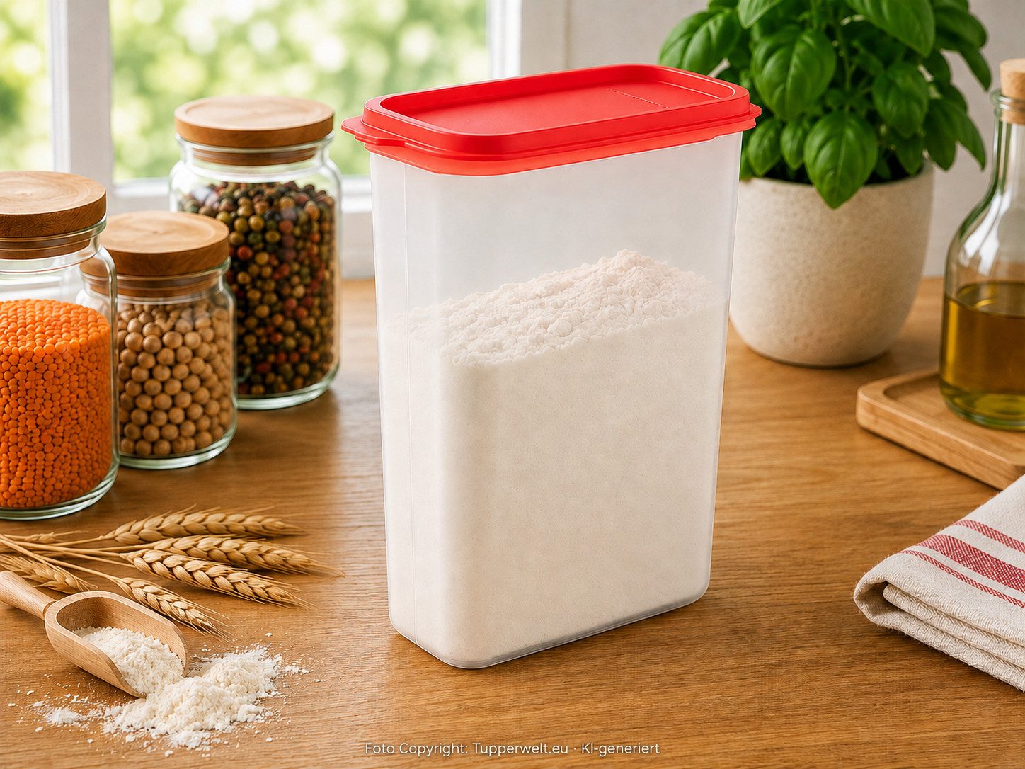 TUPPERWARE Vorratsdose Tupperware Eidgenosse 2,3 l – Vorratsbehälter mit rotem Deckel