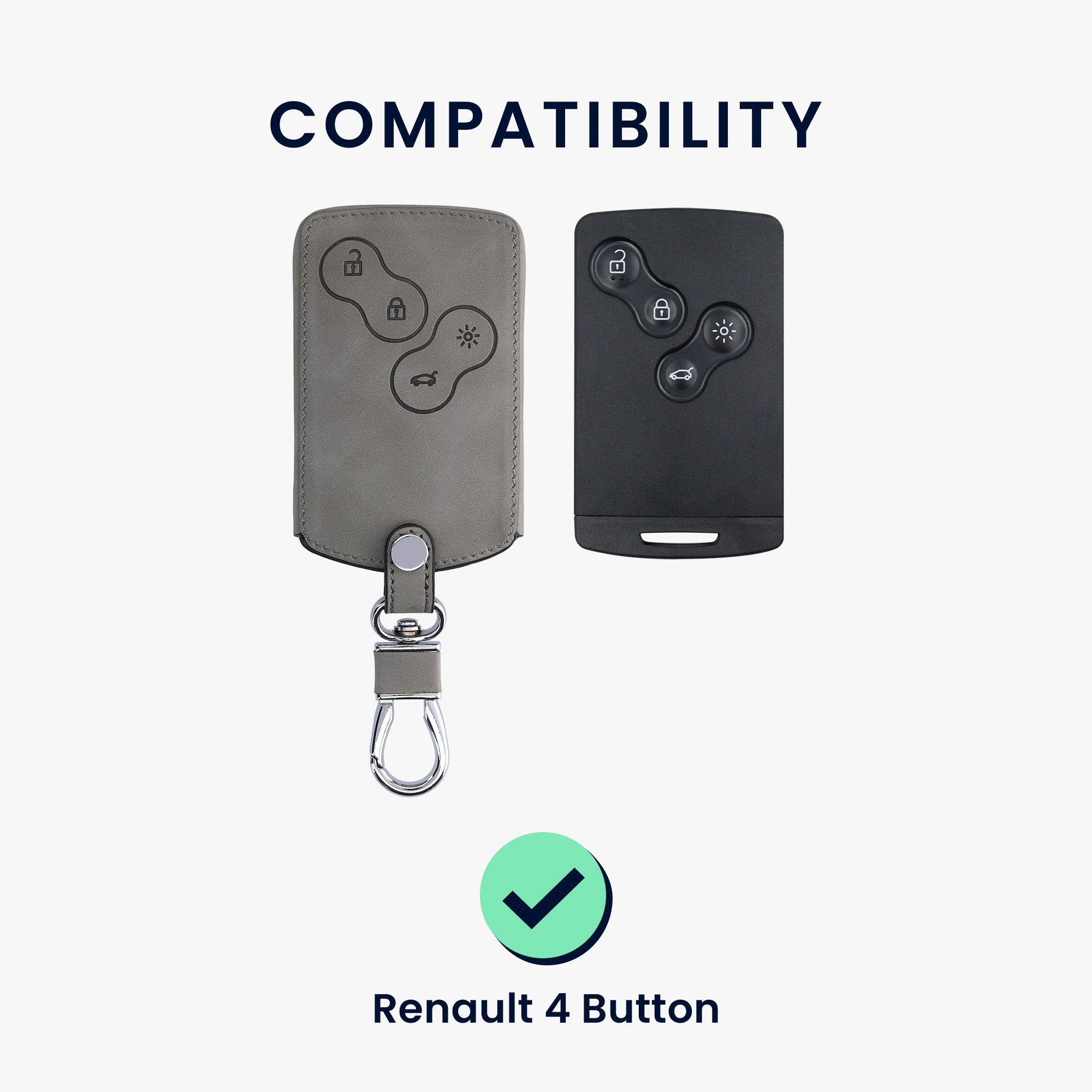 Schlüsselhülle kwmobile Renault, für Cover Schutzhülle Autoschlüssel Hülle Kunstleder Schlüsseltasche Nubuklederoptik -