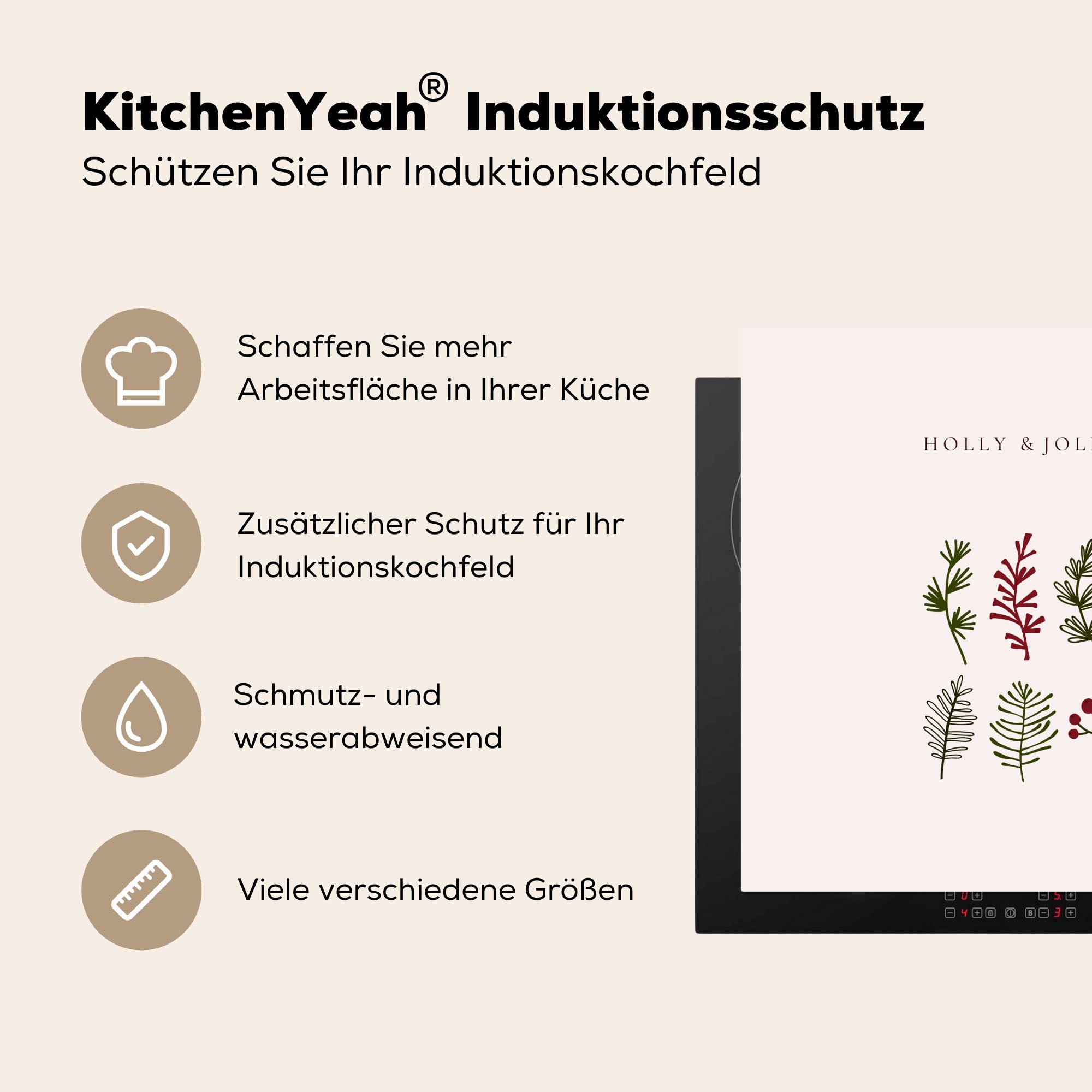 Vinyl, Pflanzen cm, Zitate, küche Ceranfeldabdeckung, für Herdblende-/Abdeckplatte 78x78 (1 tlg), - Winter MuchoWow - Arbeitsplatte