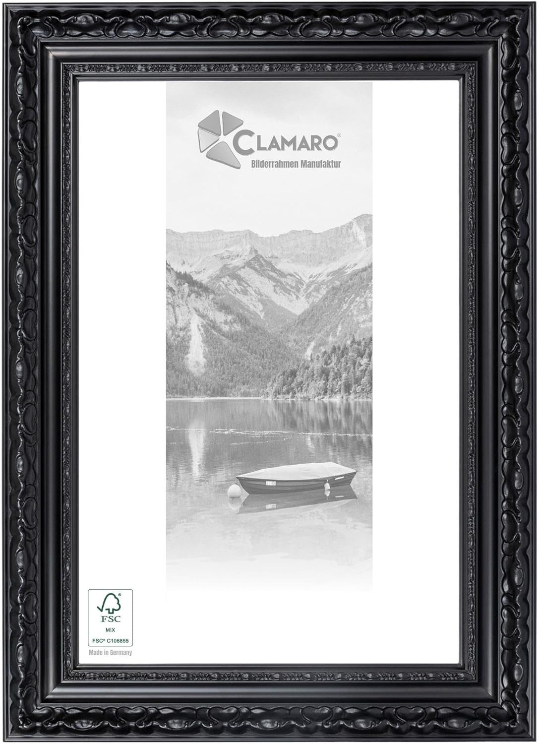 Clamaro Bilderrahmen, Bilderrahmen 'OTTO' CLAMARO Antik Massivholz Schwarz Matt