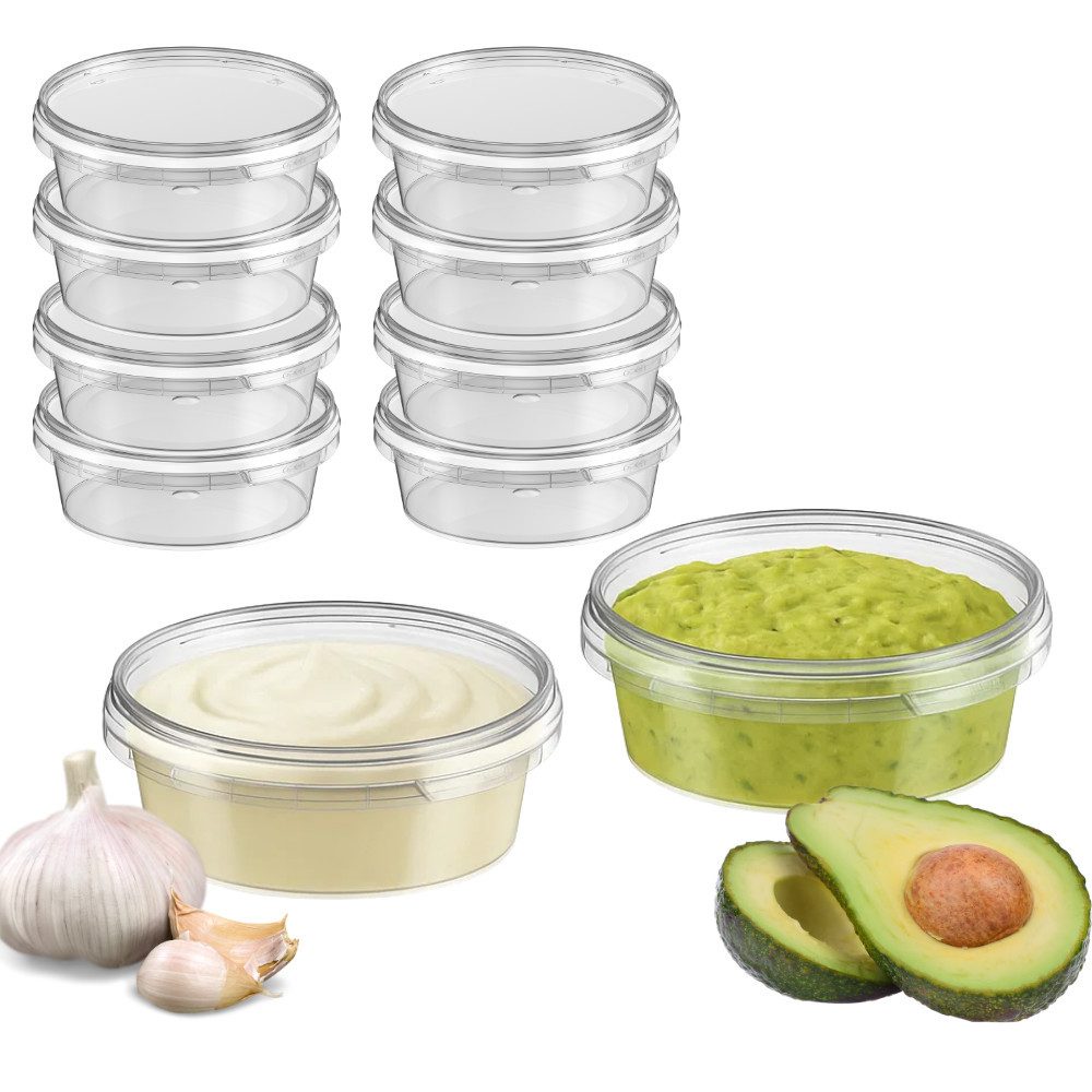 mikken Frischhaltedose 130 ml Feinkostbecher Lebensmitteldose Frischhaltebox, (Spar-Set, 10-tlg., 10-100er Set), stapelbar, für Heißabfüllung bis 95 °C, Gefrieren bis -20 °C