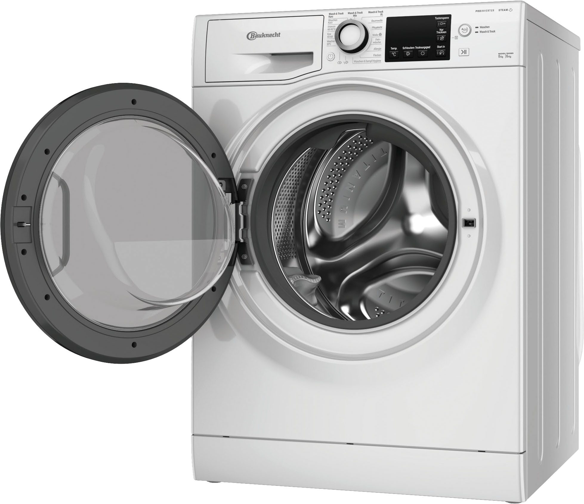 BAUKNECHT Waschtrockner WT Super Eco 8614 C, 8 kg, 6 kg, 1400 U/min, Flecken 20°C – entfernt mehr als 100 Flecken, ganz ohne Vorbehandlung – Bild 2 von 5