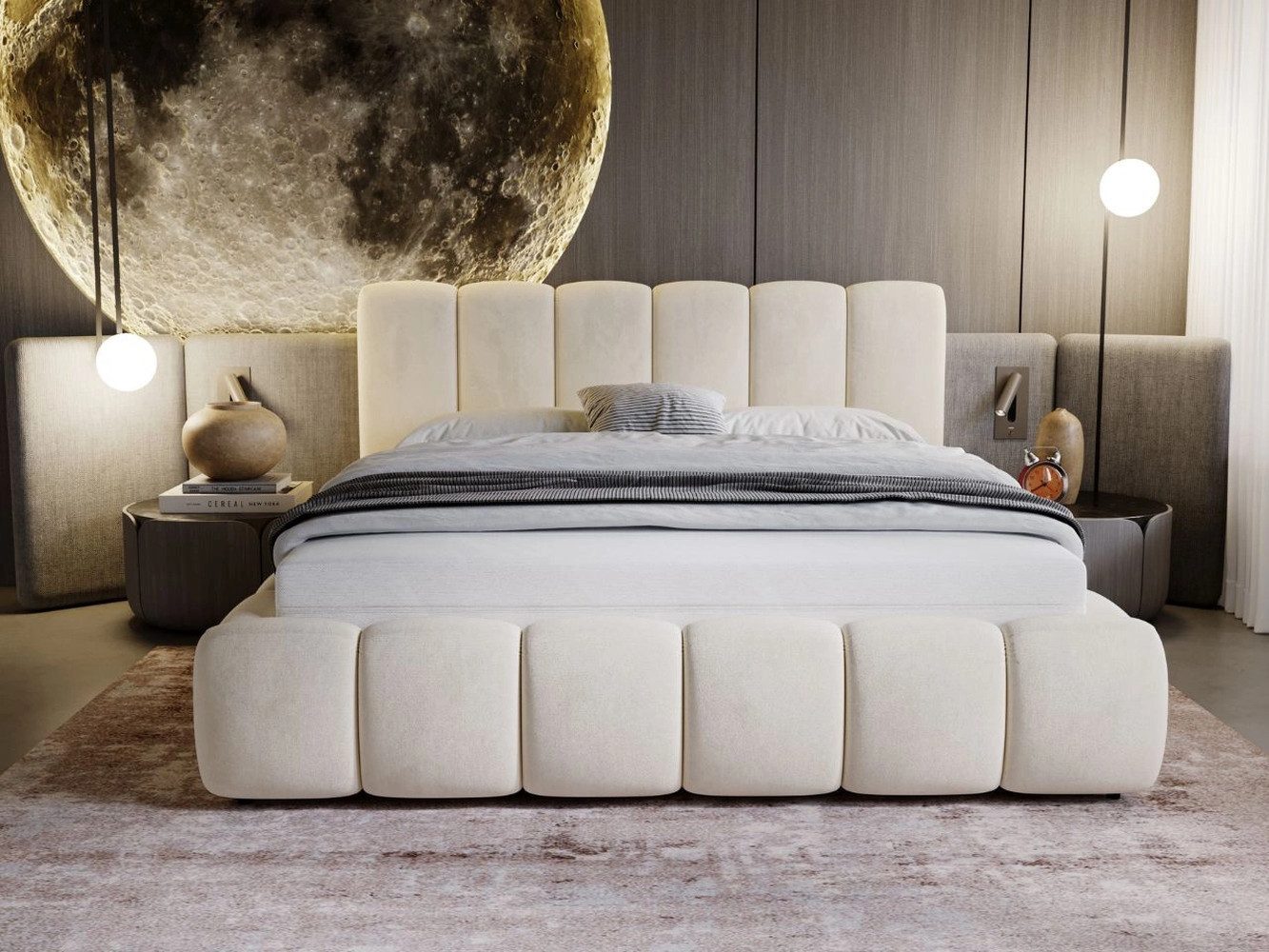 GrainGold Polsterbett mit Bettkästen CLOUD, Modern Bett mit Kopfteil - 160x günstig online kaufen