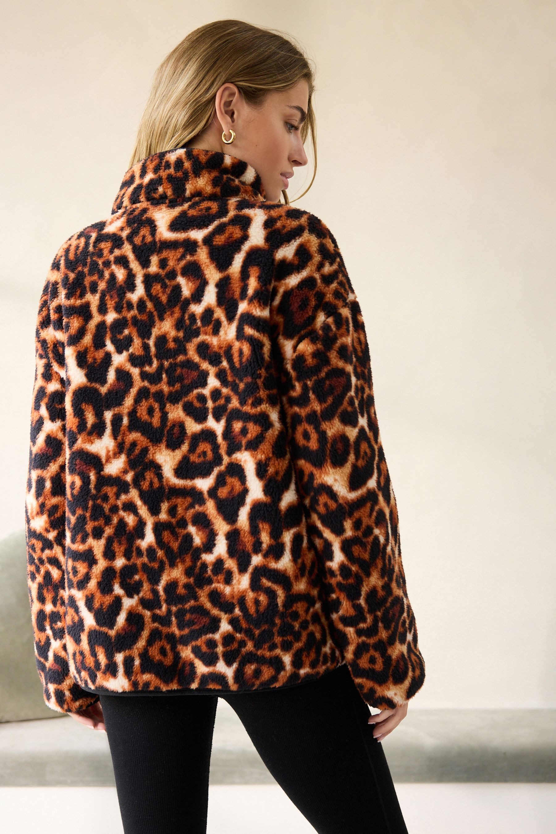Next Fleecepullover Gemusterter Borg-Fleece mit halben günstig online kaufen