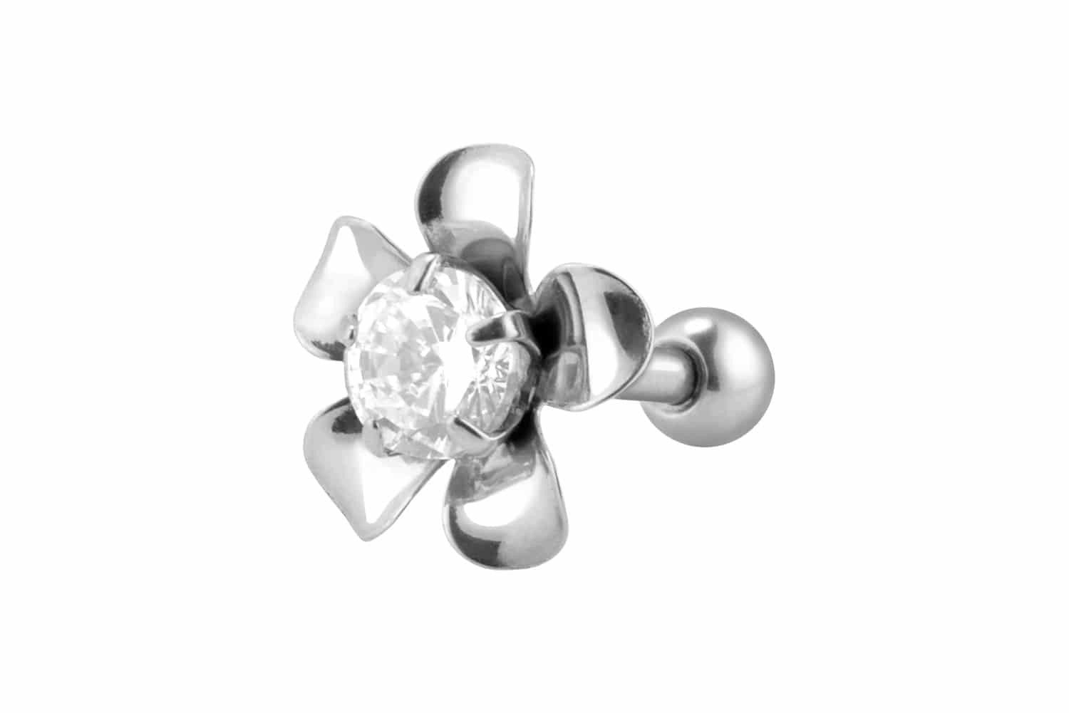 Piercing-Set Chirurgenstahl Ohrpiercing BLUME + KRISTALL