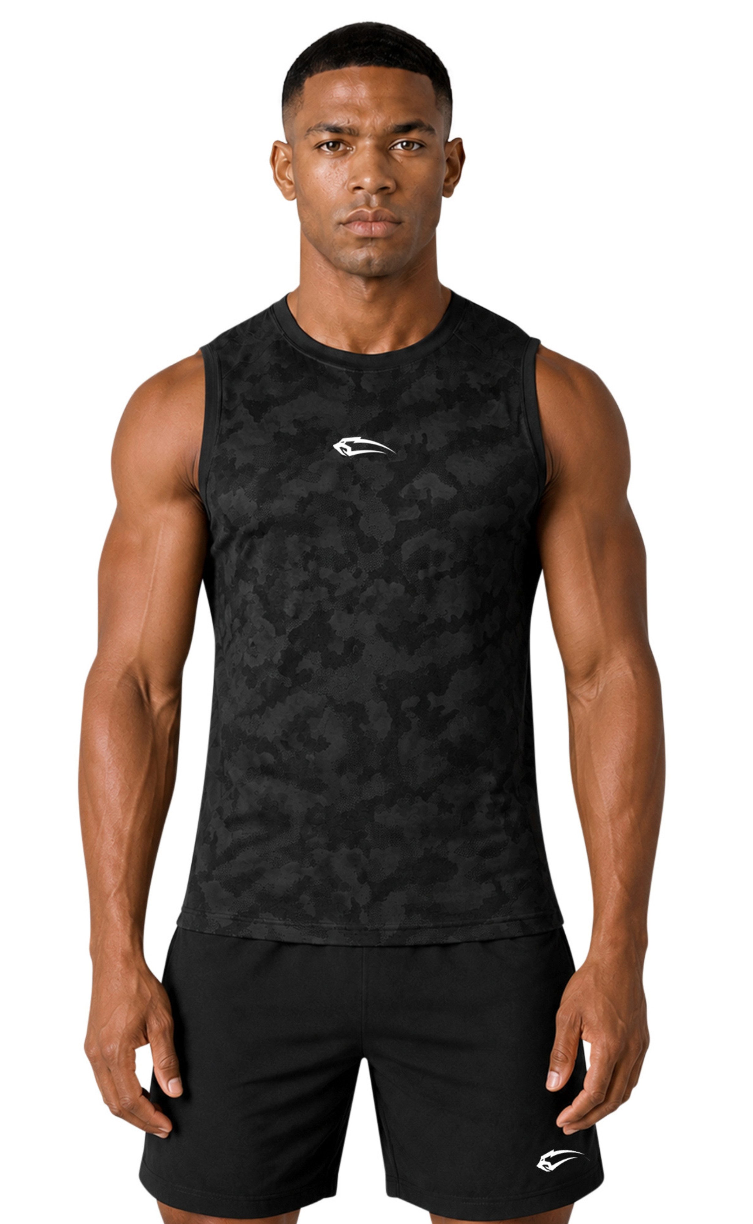 Smilodox Tanktop Varek Herren, Compression Top, Shaped Fit, Camouflage, Gymwear Compression Fit, Seamless, atmungsaktiv, Body Mapping, Stretch