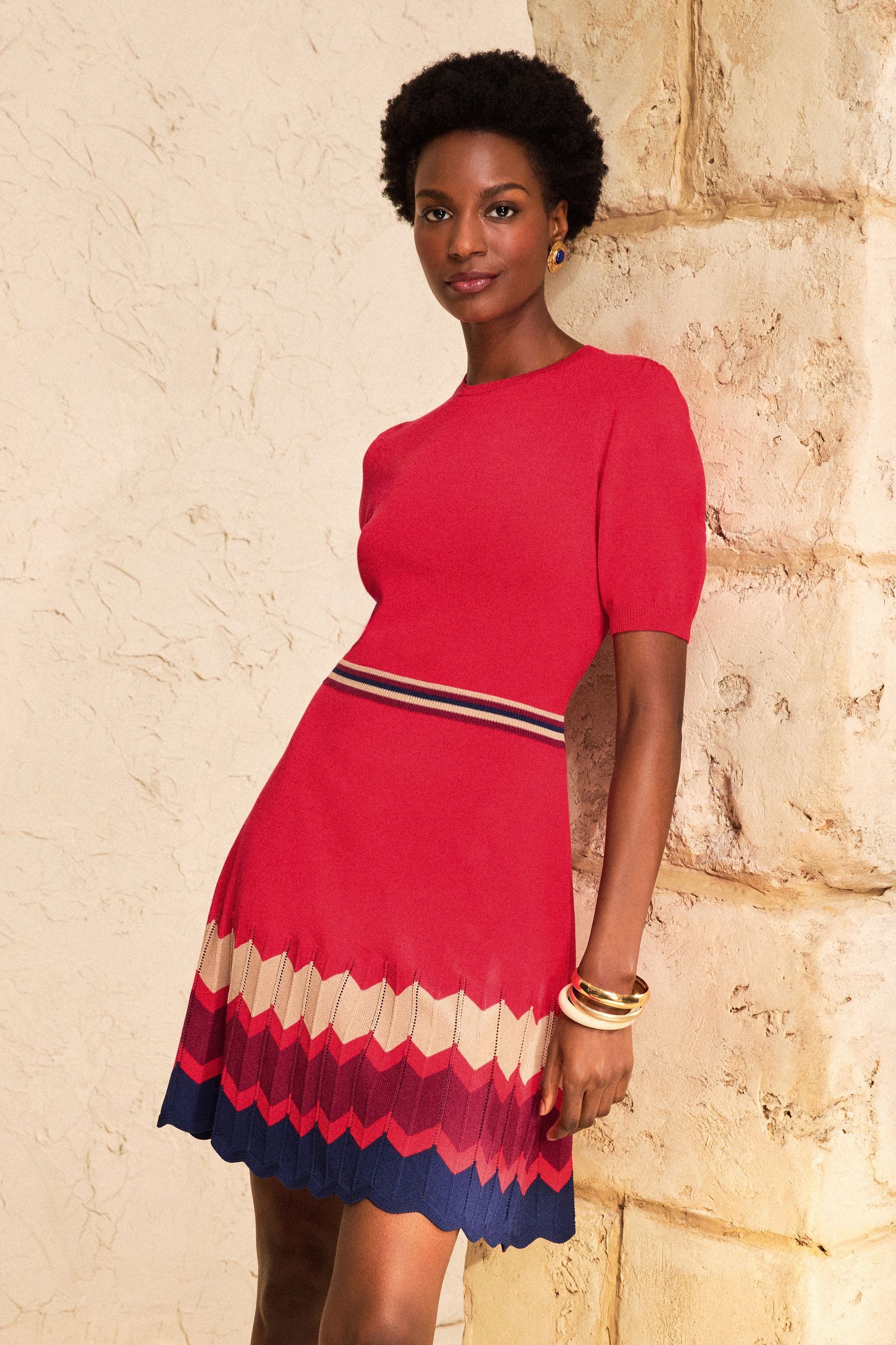 Love & Roses Minikleid Love & Roses kurzärmeliges Strick-Minikleid (1-tlg)