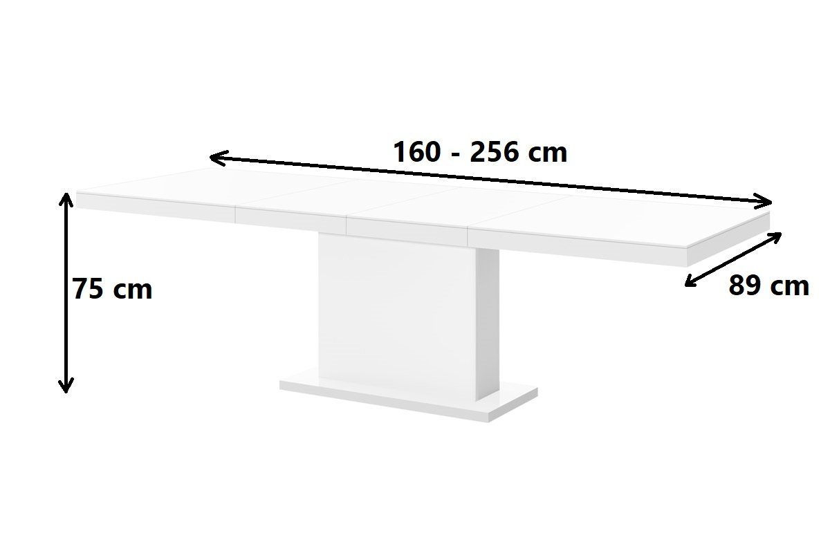 designimpex Esstisch Design HME-111 Grau Hochglanz - Marmoroptik ausziehbar 160-260cm