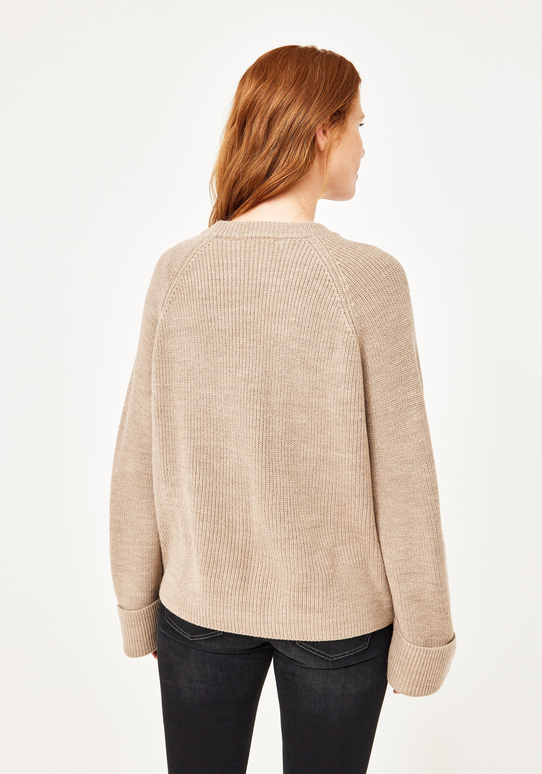 Paddock's Strickpullover Rundhals Strickpullover mit umgeschlagenen Ärmeln