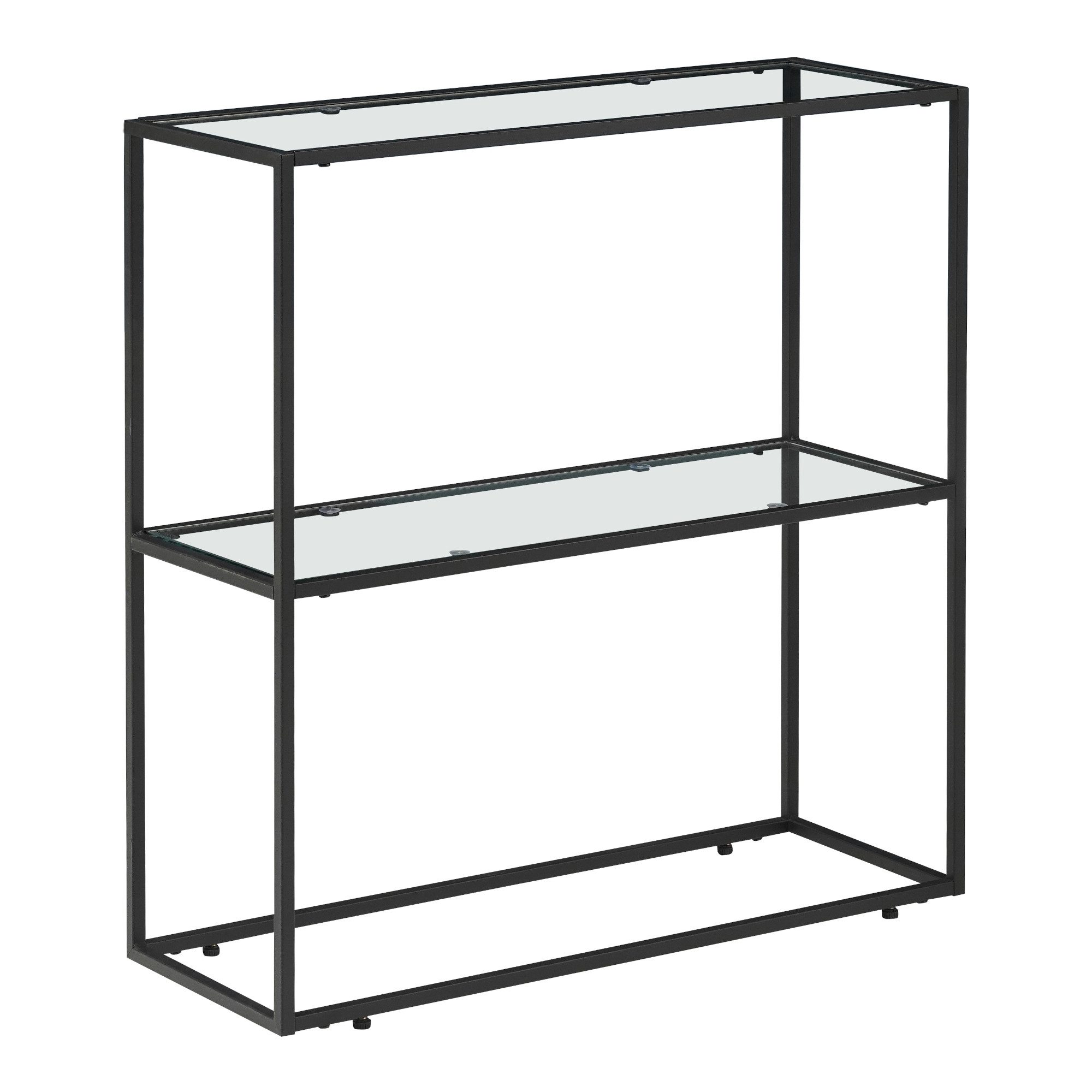 en.casa Konsolentisch, »Konnevesi« Flurregal aus Glas 85x80x30cm Schwarz/Transparent