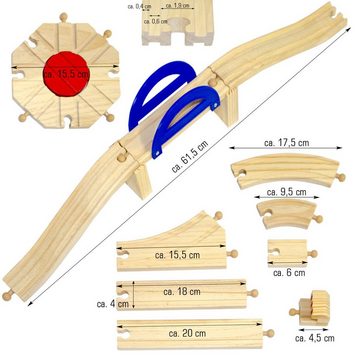 eyepower Spielzeug-Eisenbahn 96 Teile XXL Holzeisenbahn Set 6m Schienen Holz, Holz Eisenbahn Kinder Spielzeug