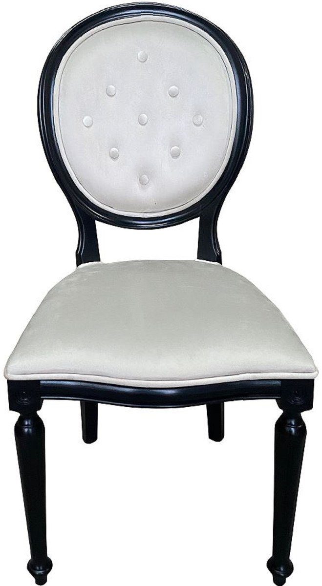 Prunkvolle Padrino Stuhl Esszimmer Barock im Möbel Schwarz Stuhl Stil Cremefarben Barockstil - Esszimmer Antik Esszimmerstuhl Handgefertigter / - Casa