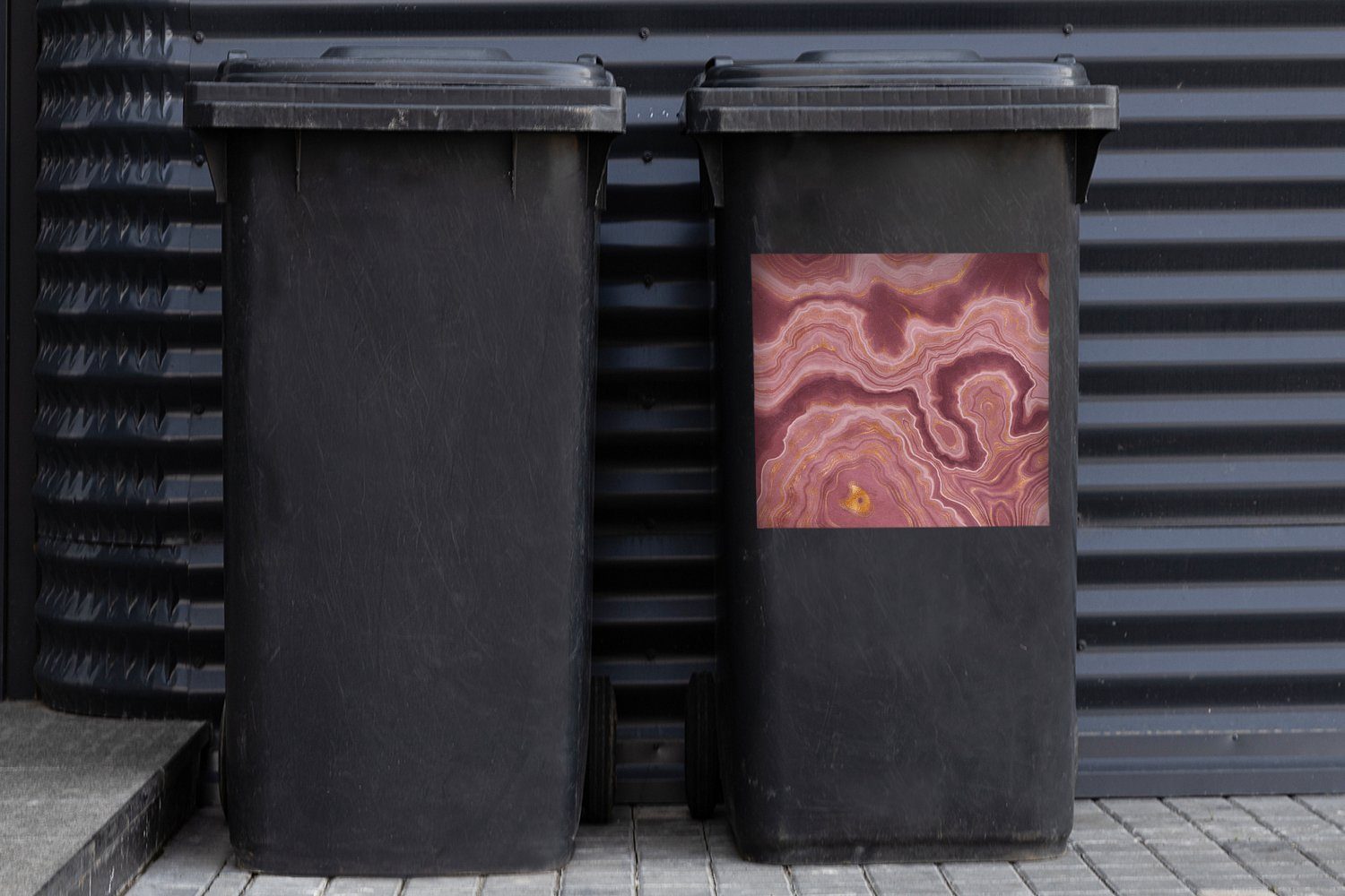 MuchoWow Wandsticker Achat - Abstrakt Rosa Abfalbehälter St), Mülleimer-aufkleber, Sticker, - - Steine Container, (1 Mülltonne