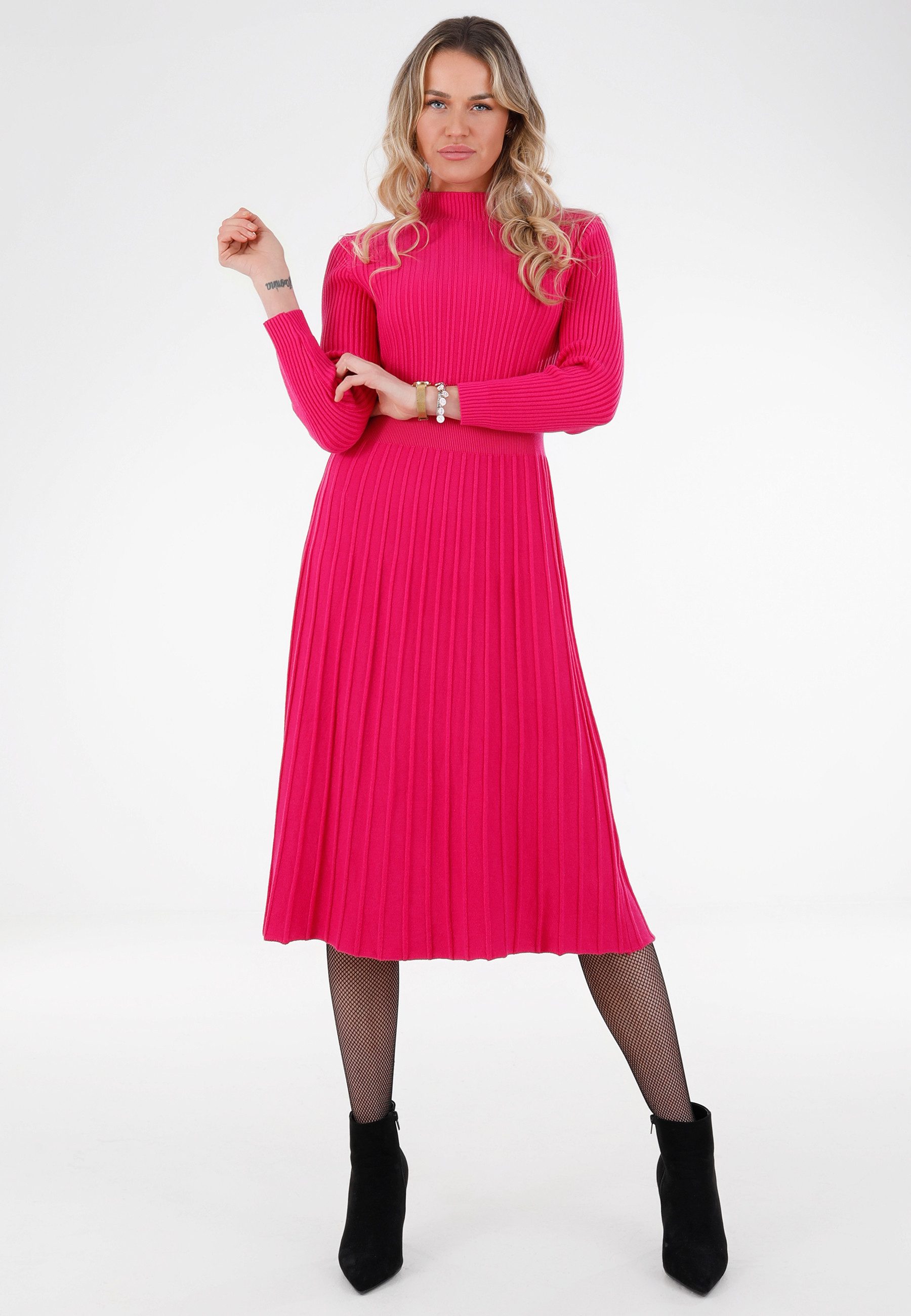 YC Fashion & Style Strickkleid tailliert mit ausgestelltem Rock – elegant und bequem Basic